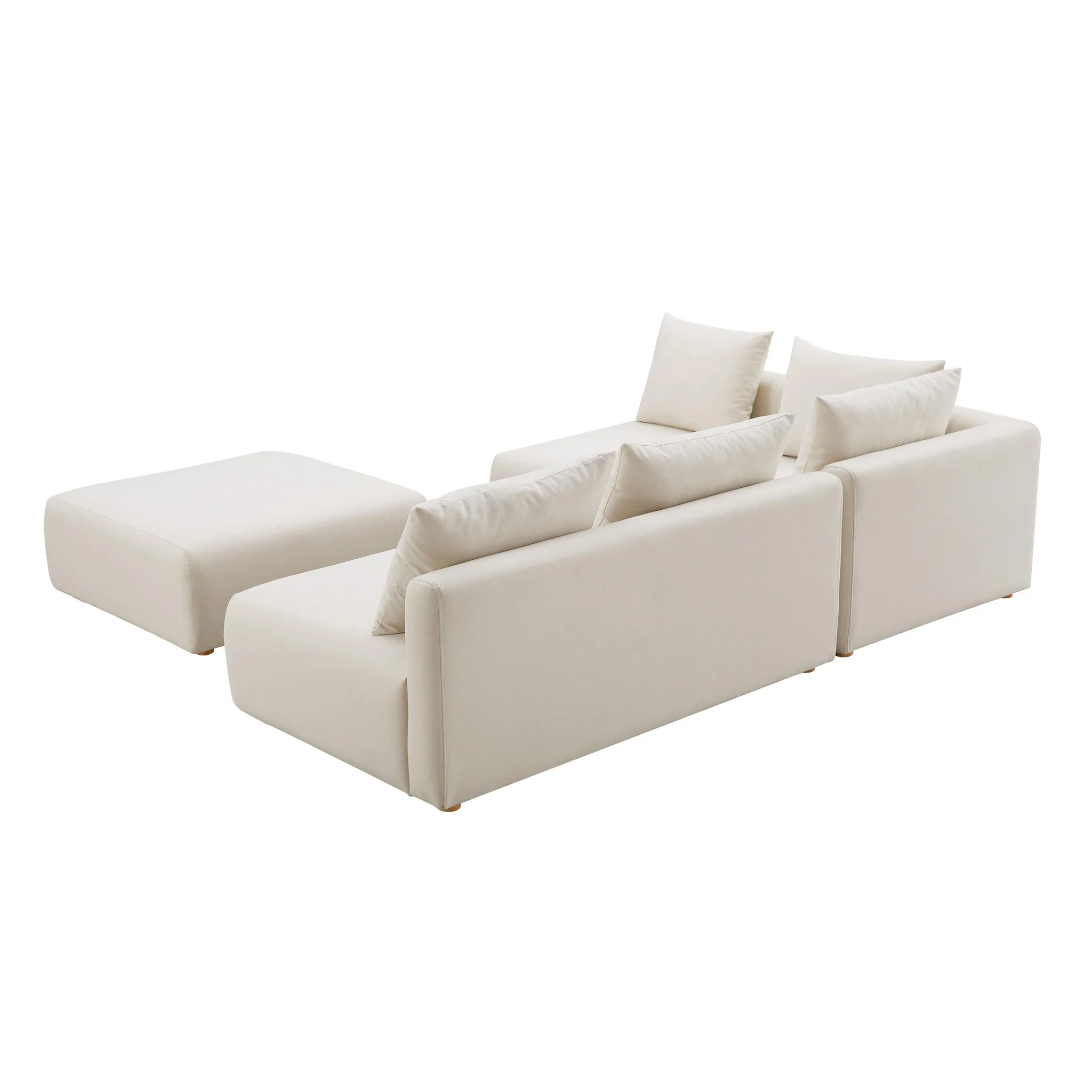 Hangover Cream Performance Linen 4-Piece Modular Chaise Sectional - Image 4