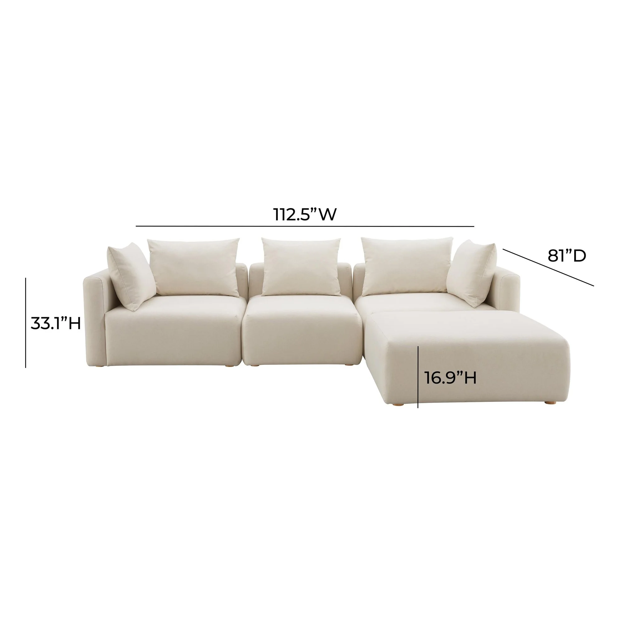 Hangover Cream Performance Linen 4-Piece Modular Sectional - Image 5