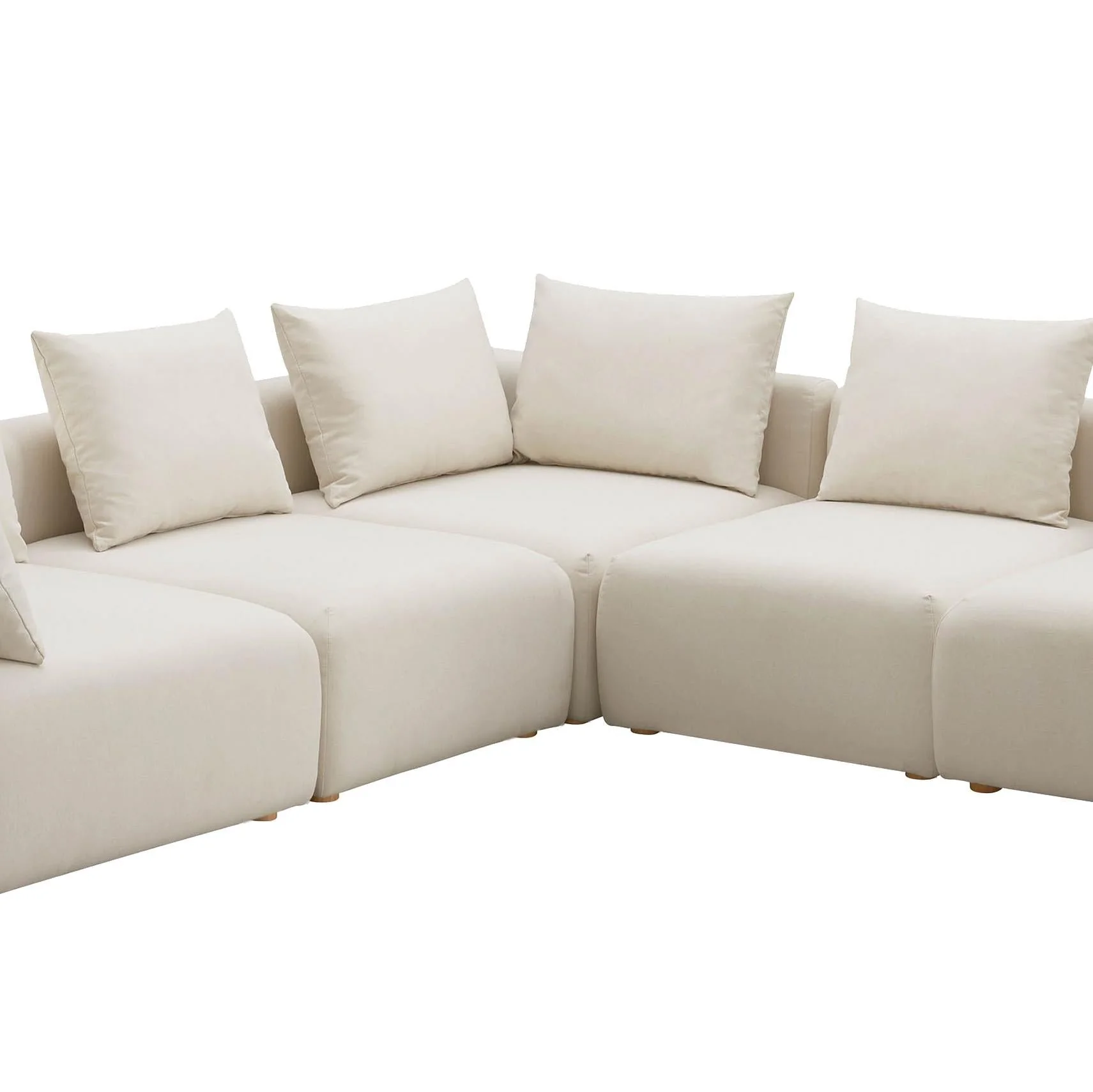 Hangover Cream Performance Linen 5-Piece Modular L-Sectional - Image 3