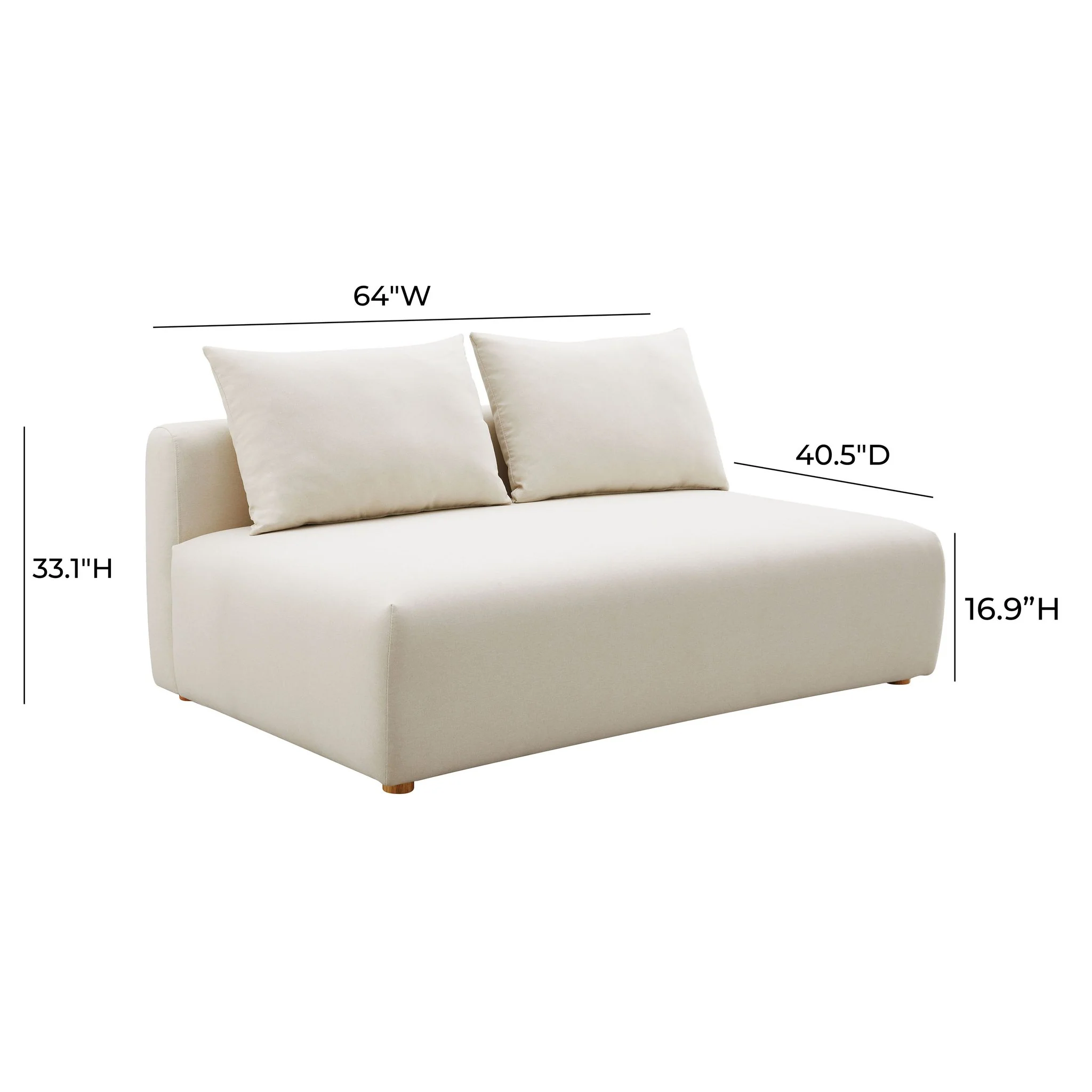 Hangover Cream Performance Linen Modular Loveseat - Image 5