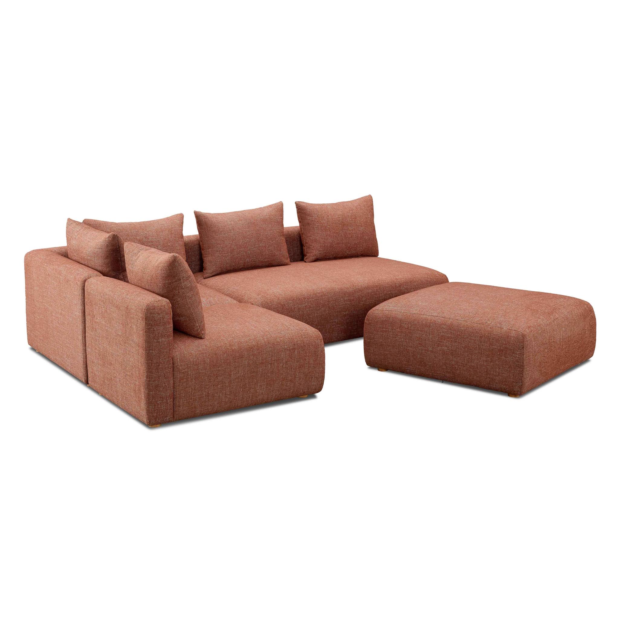 Hangover Sedona Red Textured Fabric 4-Piece Modular Chaise Sectional - Image 4