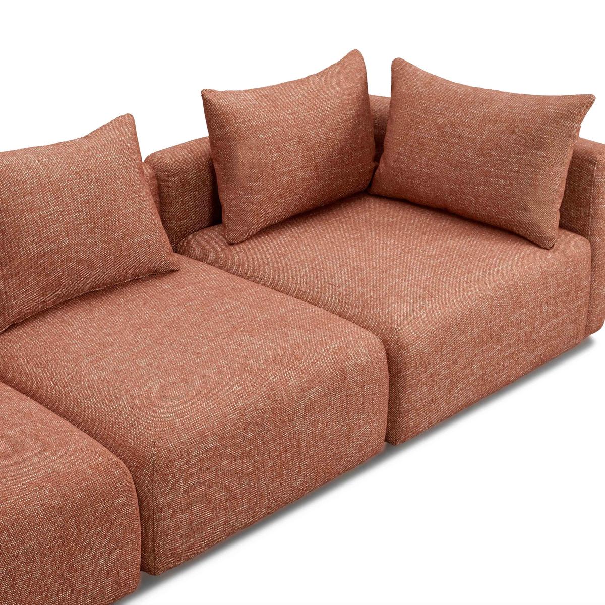 Hangover Sedona Red Textured Fabric 5-Piece Modular L-Sectional - Image 3