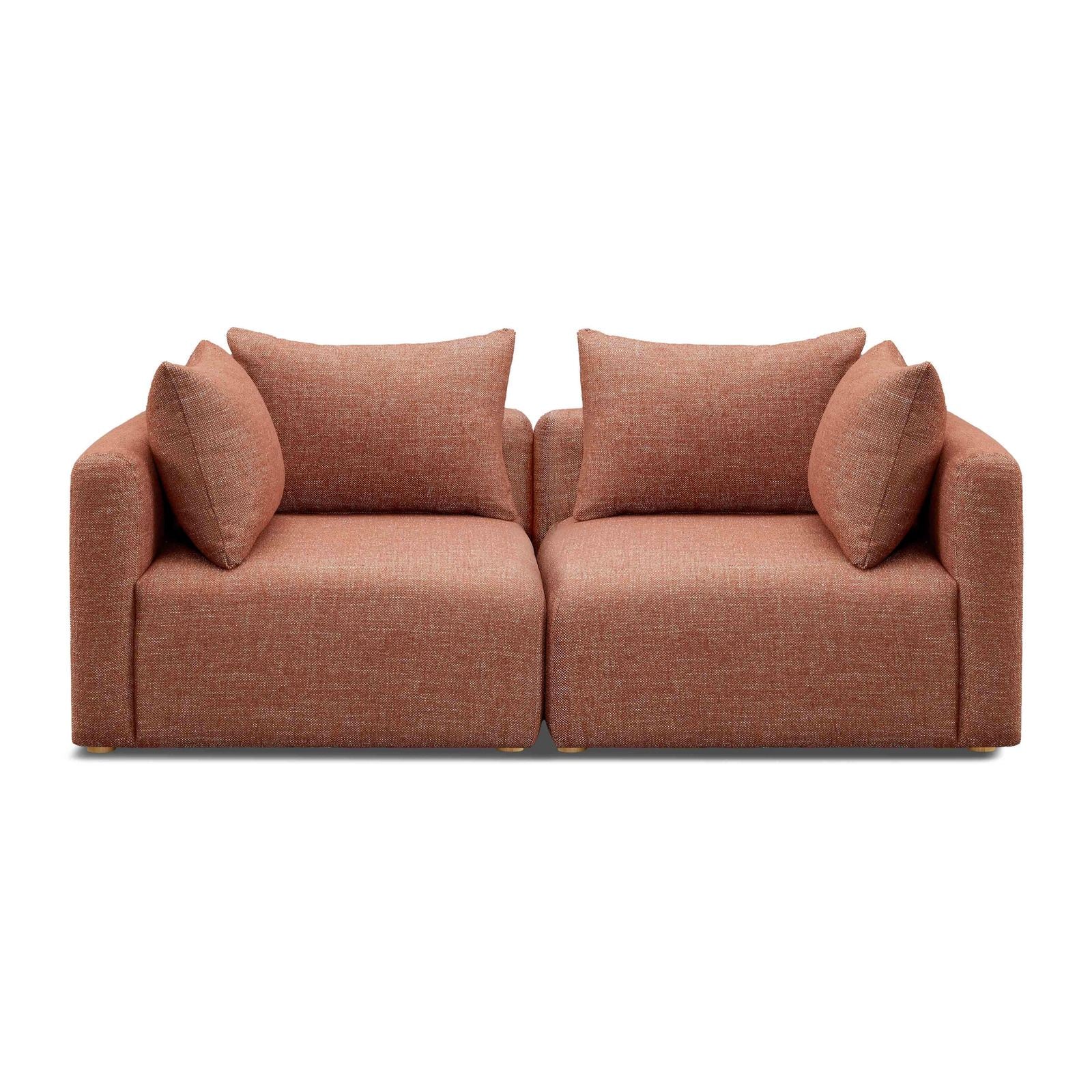 Hangover Sedona Red Textured Fabric Loveseat - Image 2