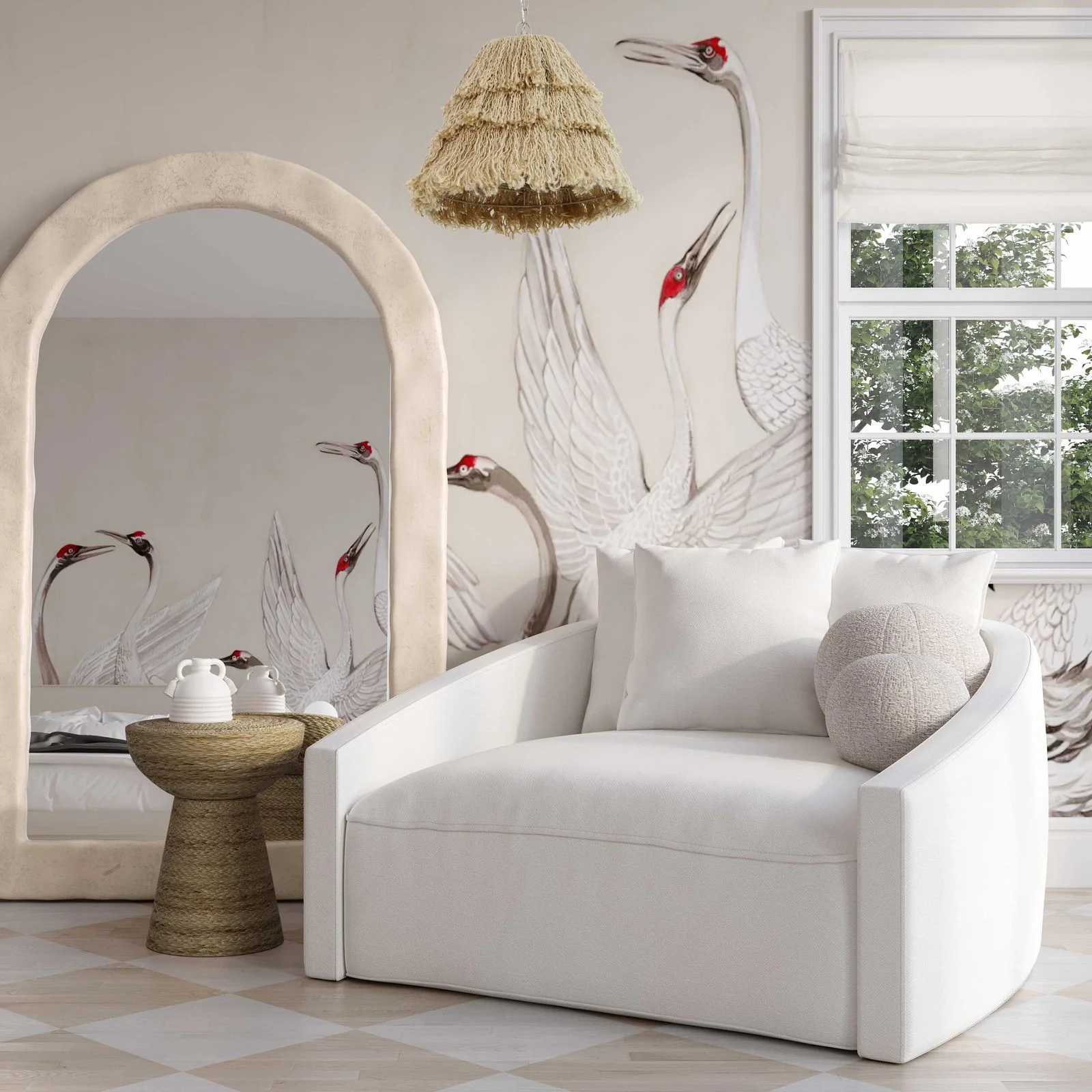 Hanim Cream Performance Fabric Daybed - Image 2