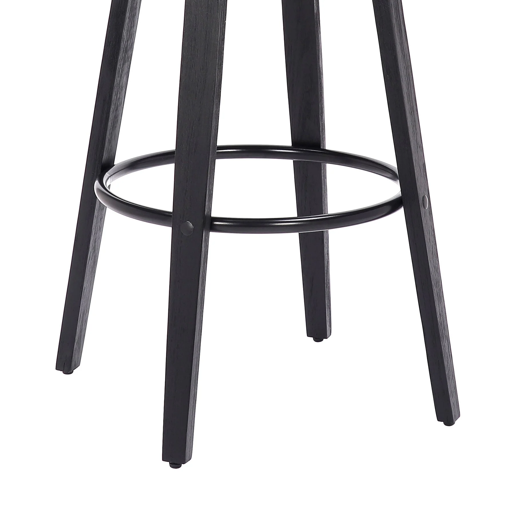 Harbor 26" Counter Height Backless Swivel Gray Faux Leather and Black Wood Mid-Century Modern Bar Stool - Image 5