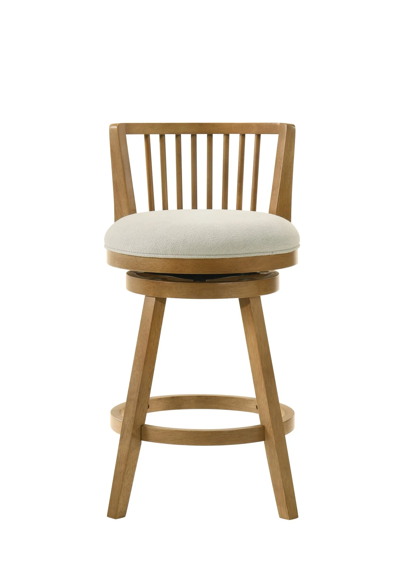 Harper 26 in. Amber Glow Counter Height Rubberwood Swivel Barstool with Ivory Fabric Seat - Image 2
