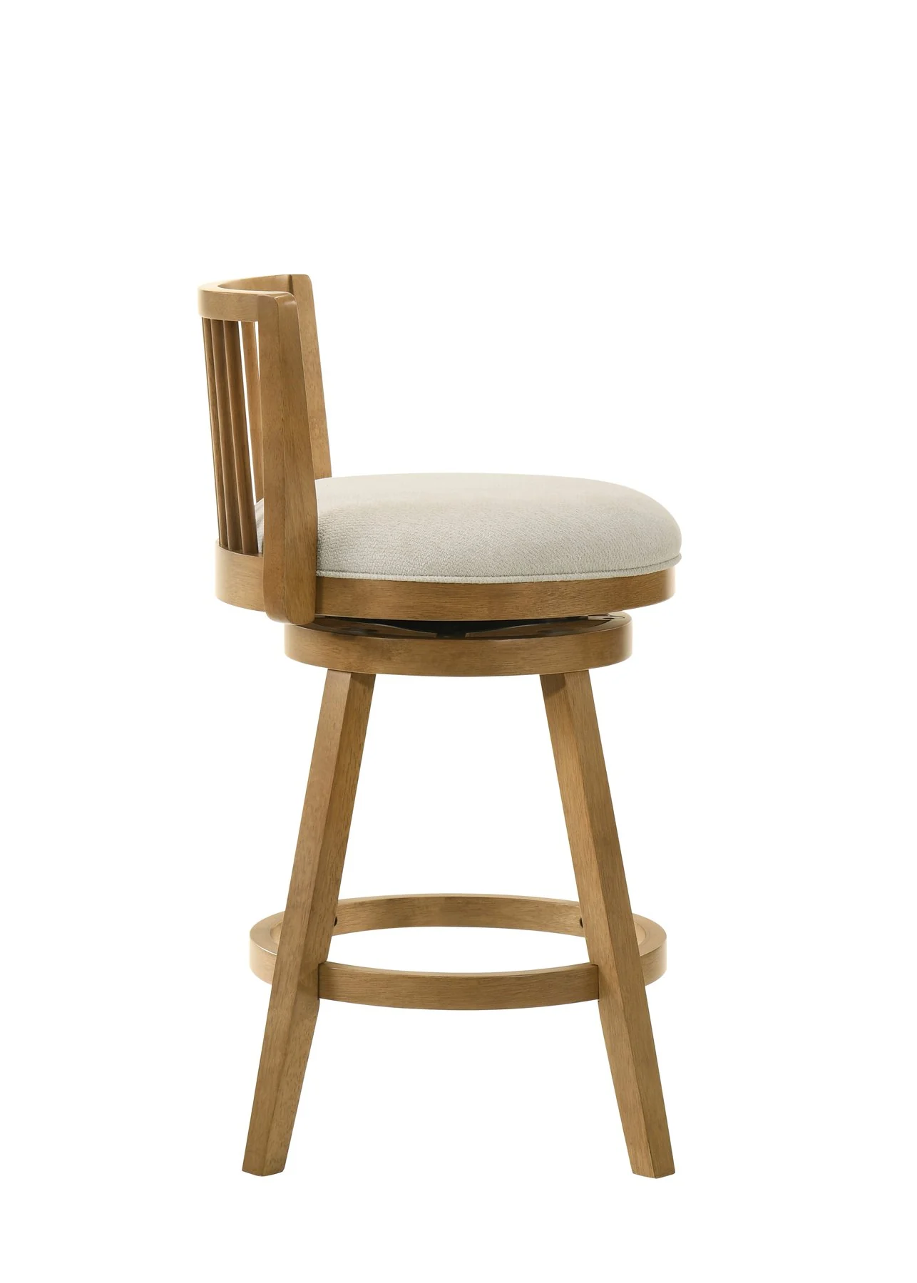 Harper 26 in. Amber Glow Counter Height Rubberwood Swivel Barstool with Ivory Fabric Seat - Image 4