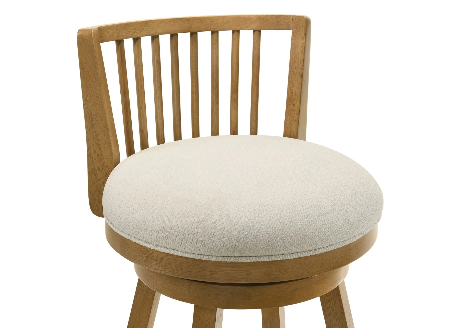 Harper 26 in. Amber Glow Counter Height Rubberwood Swivel Barstool with Ivory Fabric Seat - Image 6