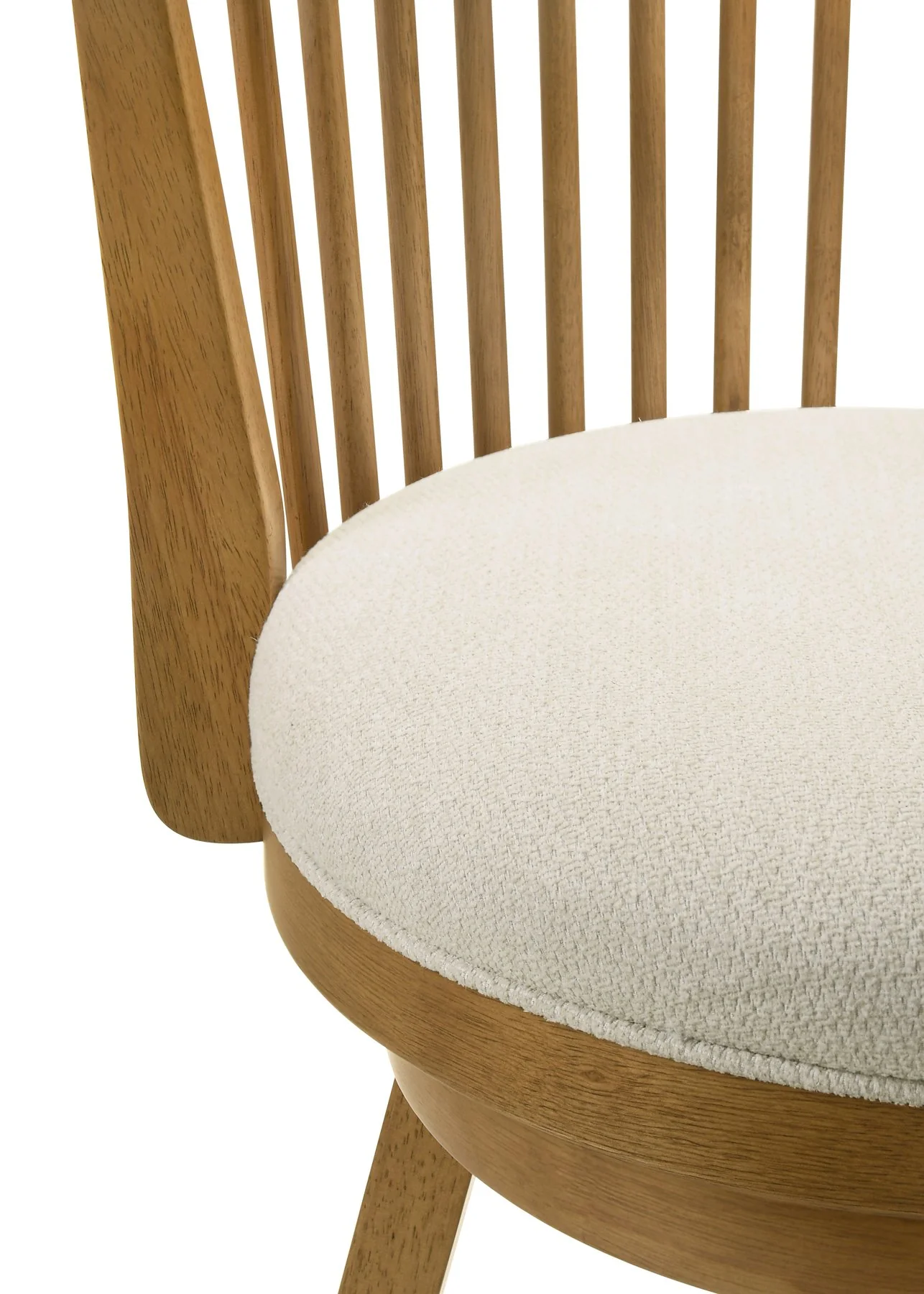 Harper 26 in. Amber Glow Counter Height Rubberwood Swivel Barstool with Ivory Fabric Seat - Image 7