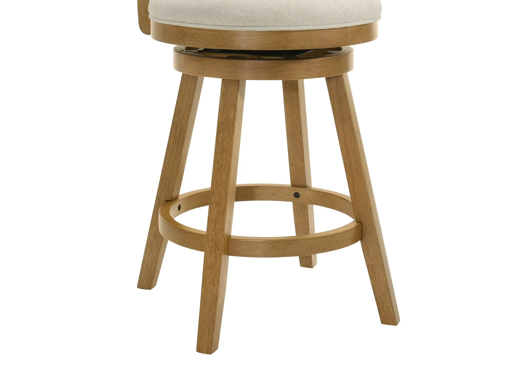 Harper 26 in. Amber Glow Counter Height Rubberwood Swivel Barstool with Ivory Fabric Seat - Image 8