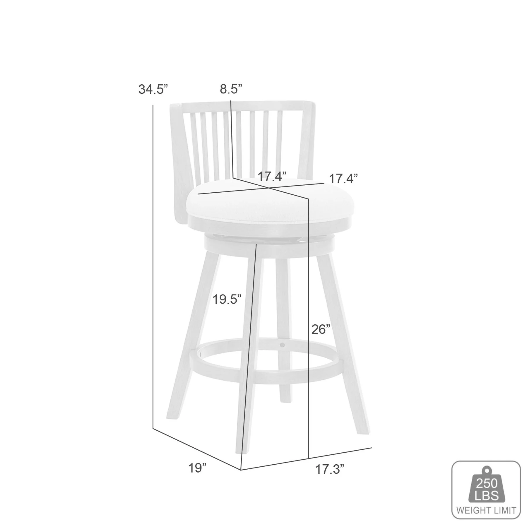 Harper 26 in. Amber Glow Counter Height Rubberwood Swivel Barstool with Ivory Fabric Seat - Image 9