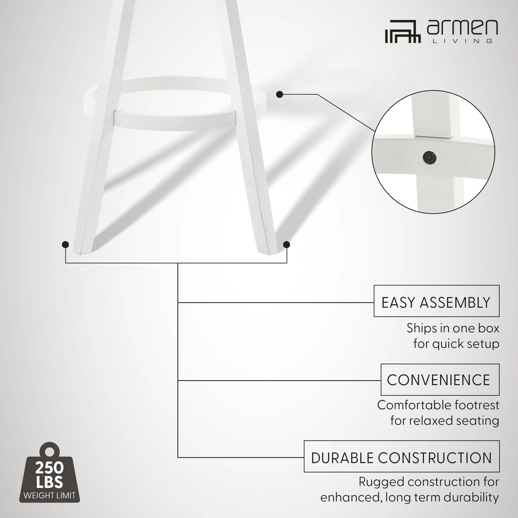 Harper 26 in. Matte White Counter Height Rubberwood Swivel Barstool with Fog Fabric Seat - Image 13