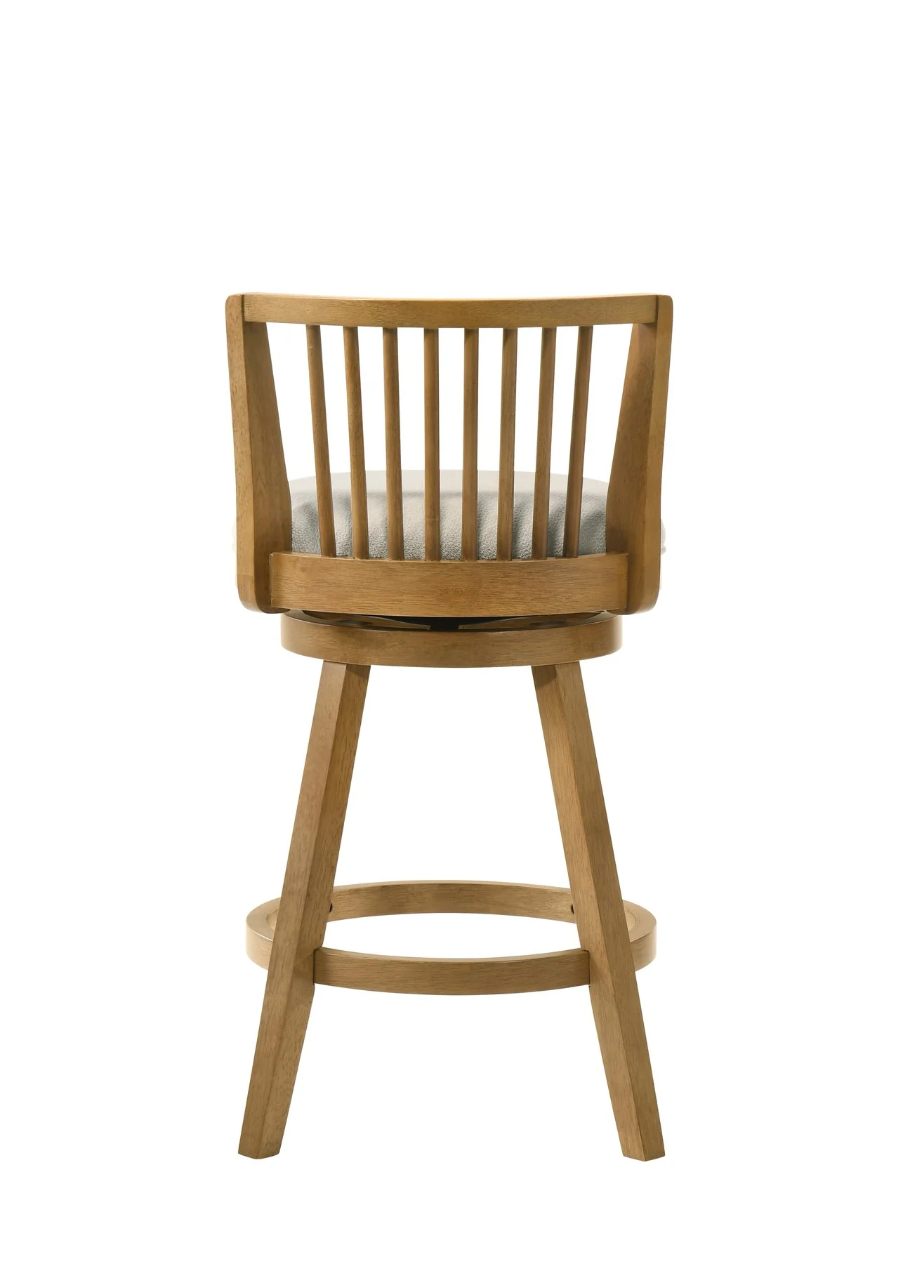 Harper 30 in. Amber Glow Bar Height Rubberwood Swivel Barstool with Ivory Fabric Seat - Image 5