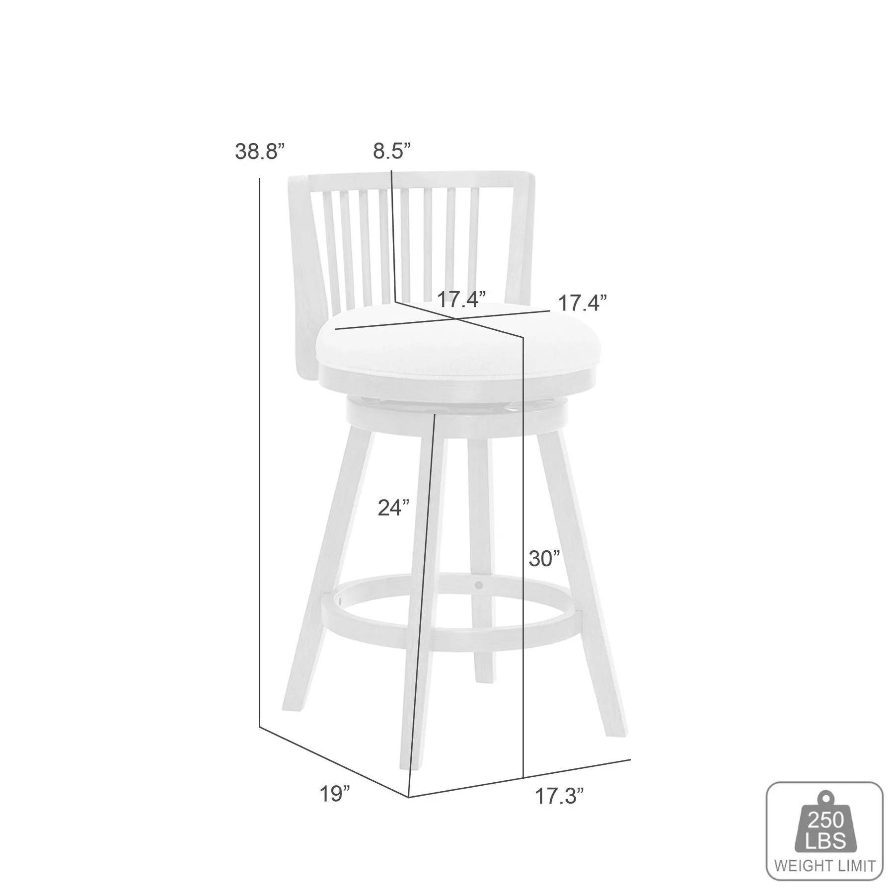 Harper 30 in. Amber Glow Bar Height Rubberwood Swivel Barstool with Ivory Fabric Seat - Image 9