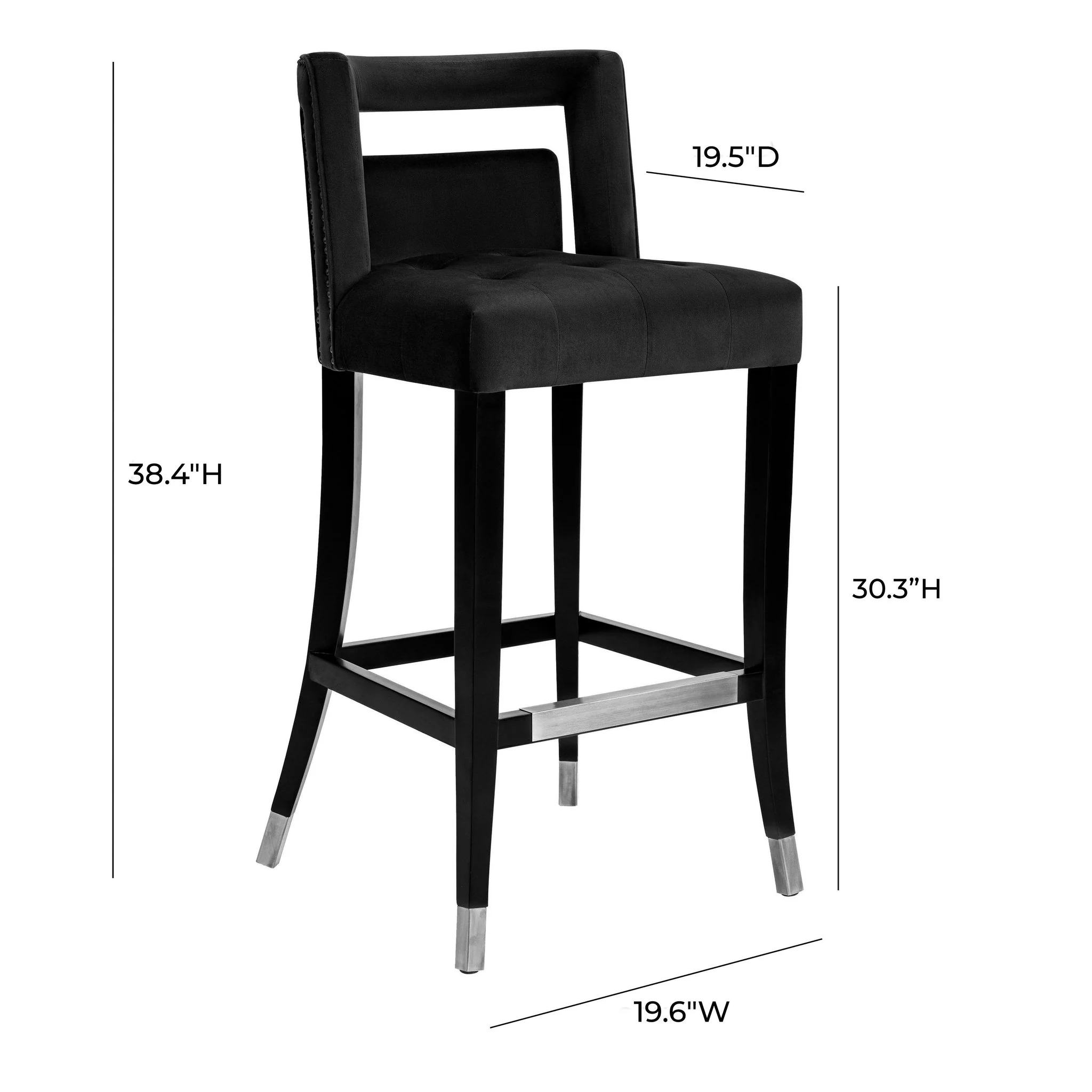 Hart Black Velvet Bar Stool - Image 6