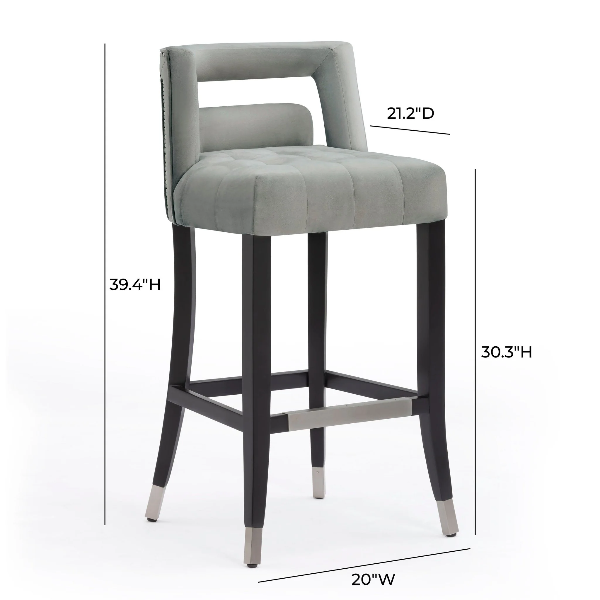 Hart Grey Velvet Bar Stool - Image 6
