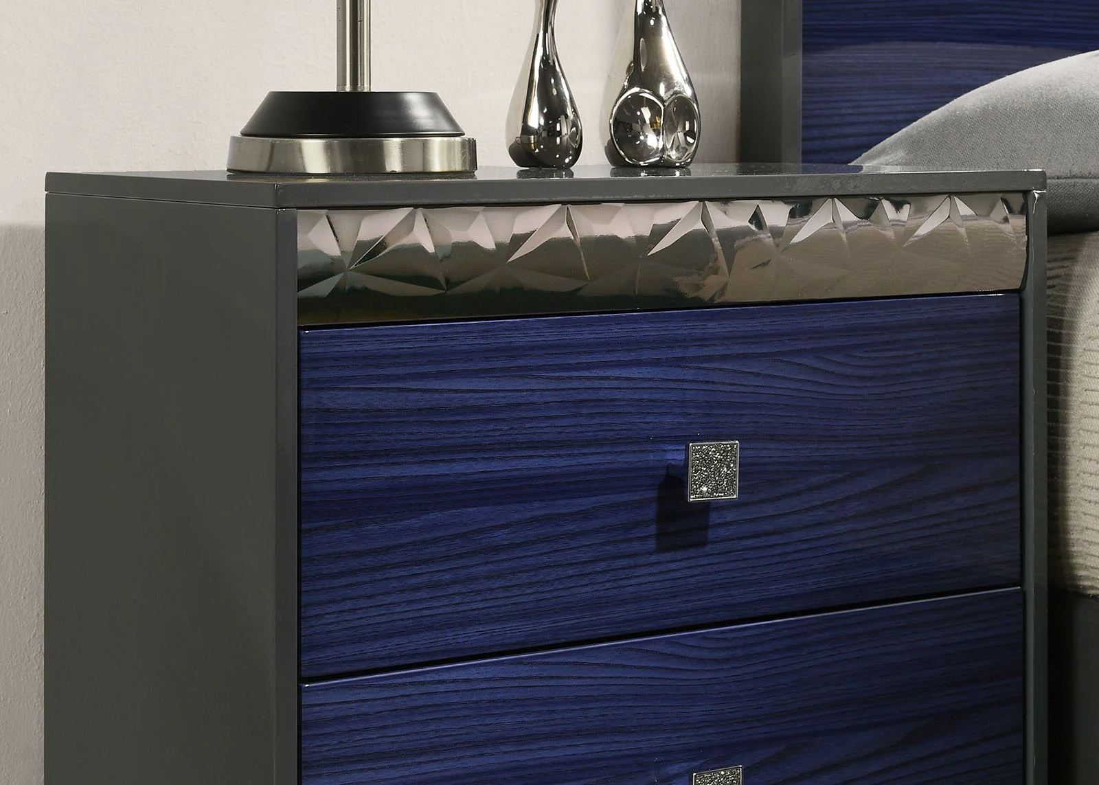 Hartlepool Nightstand, Ash Gray/Indigo Blue - Image 3