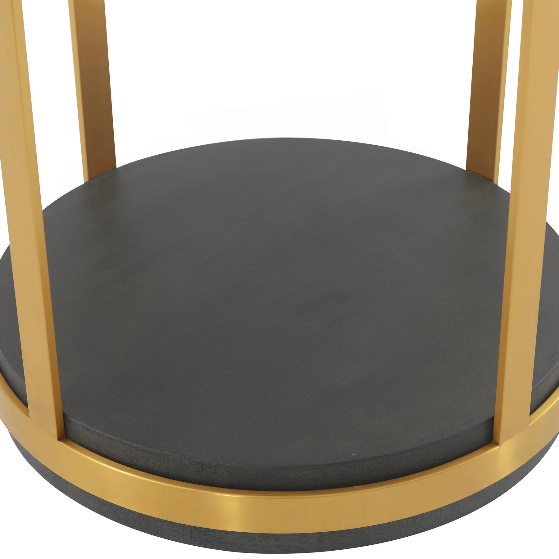 Hattie Glass Top and Walnut Wood End Table with Brushed Gold Frame - Image 4