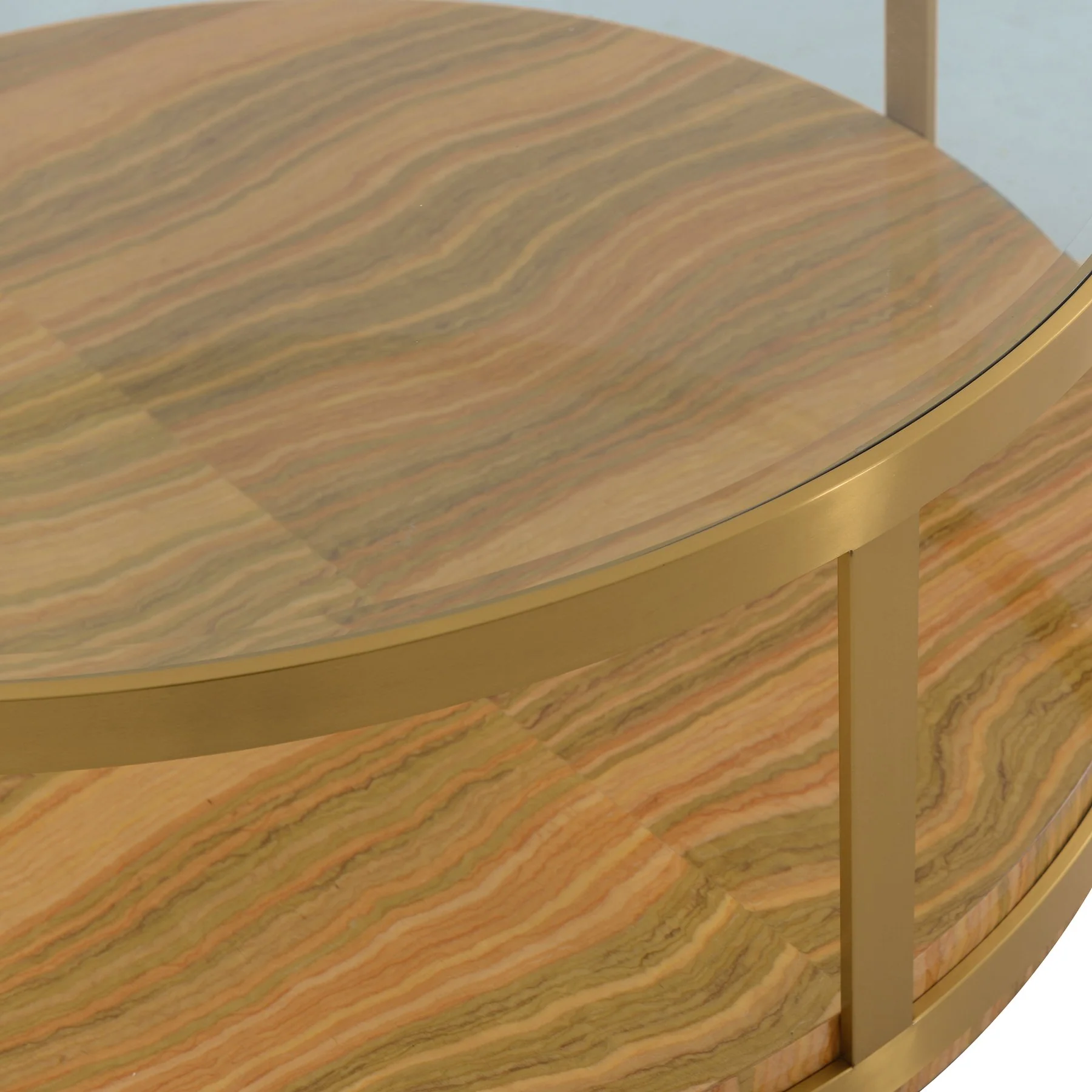 Hattie Glass Top Coffee Table with Brushed Gold Legs - Image 2