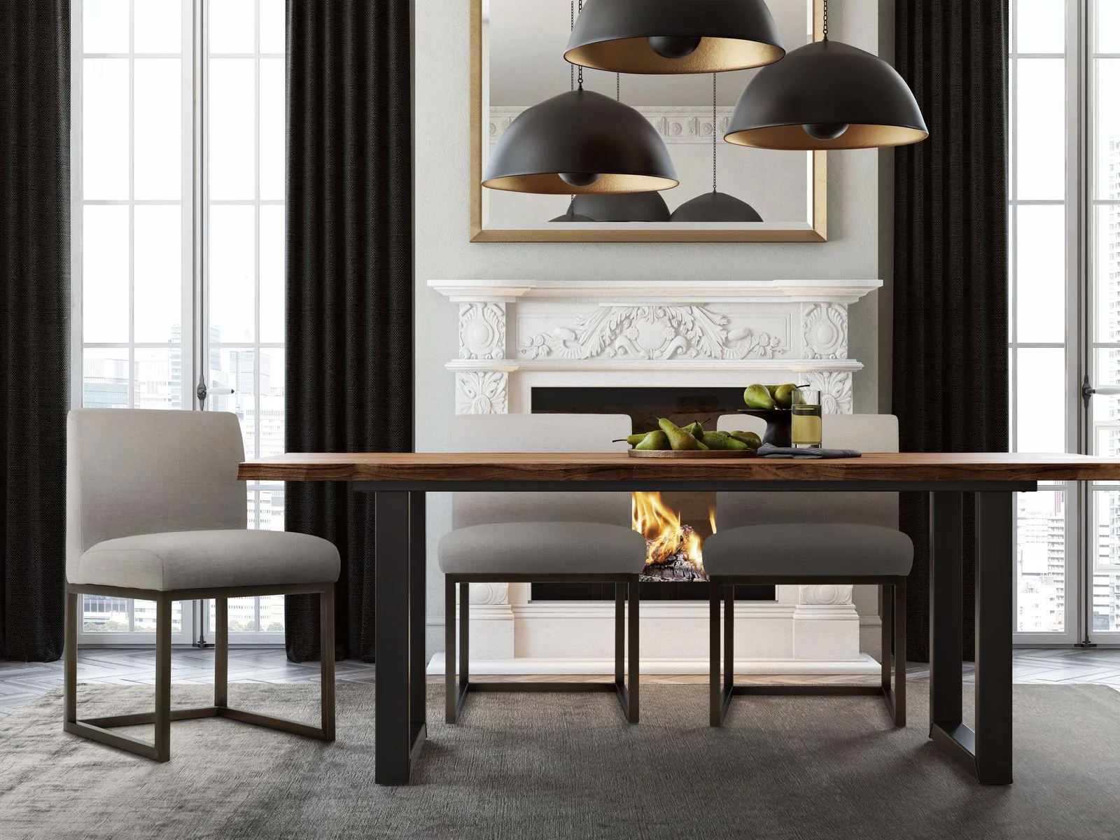 Haute Beige Linen Chair in Brass - Image 2