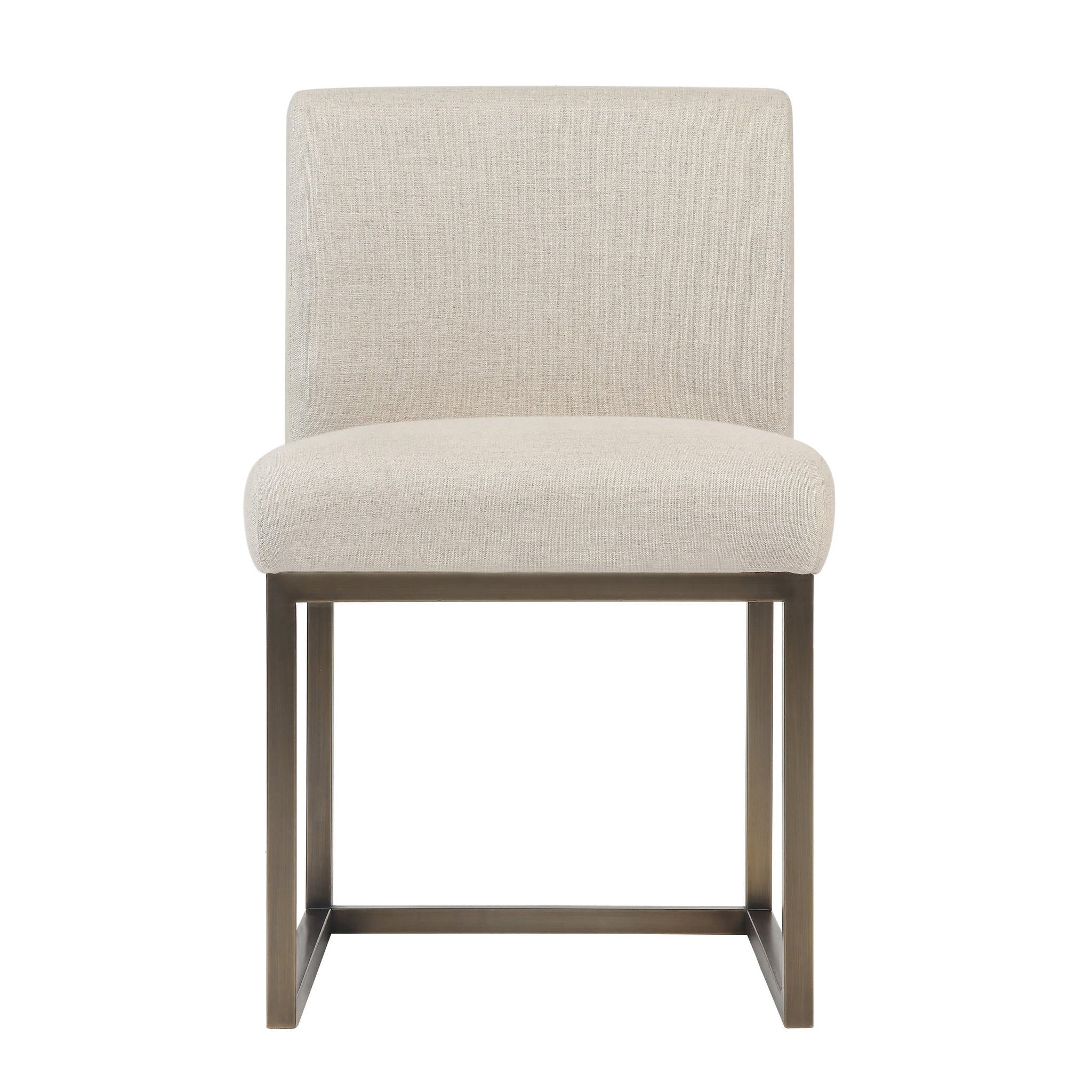 Haute Beige Linen Chair in Brass - Image 3