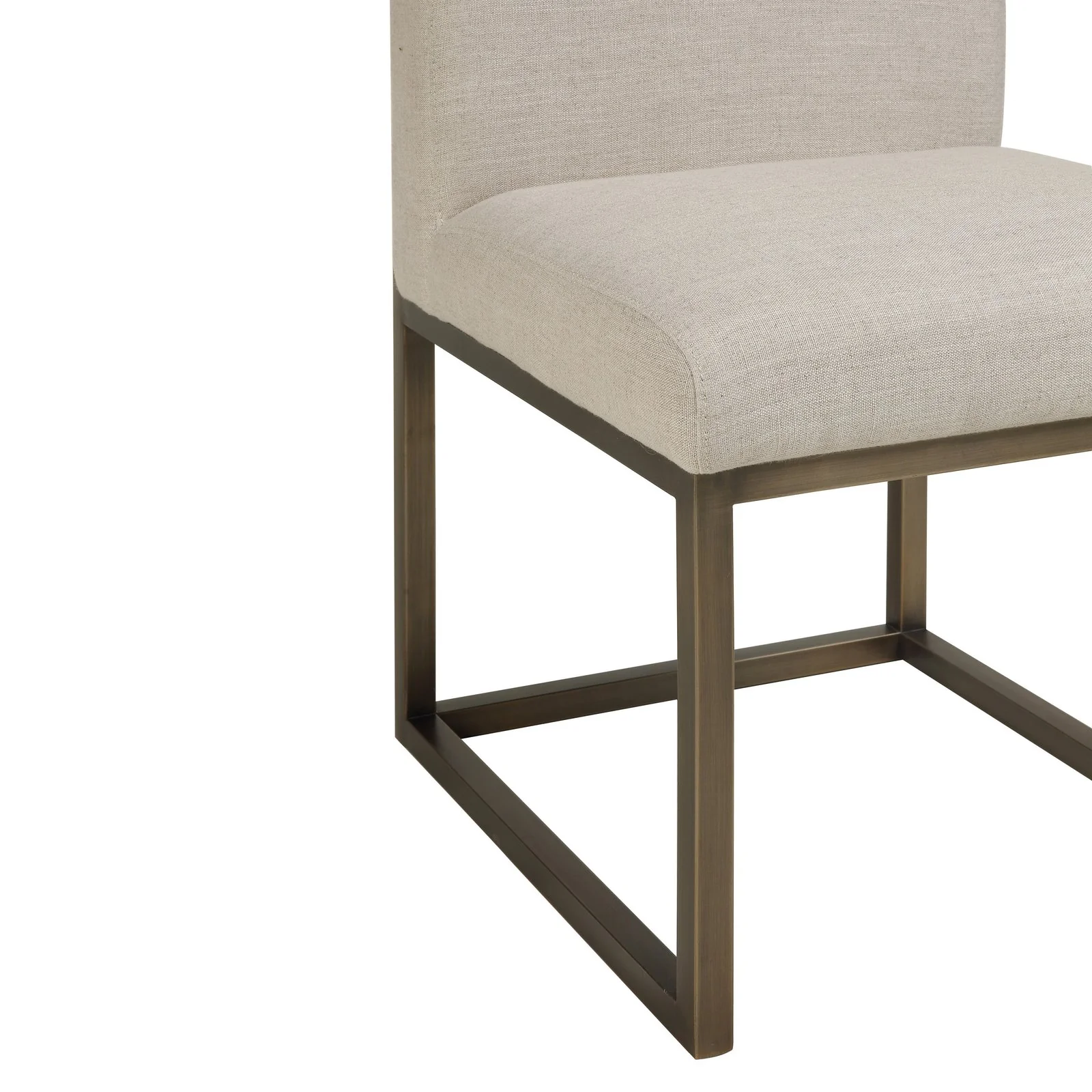 Haute Beige Linen Chair in Brass - Image 5
