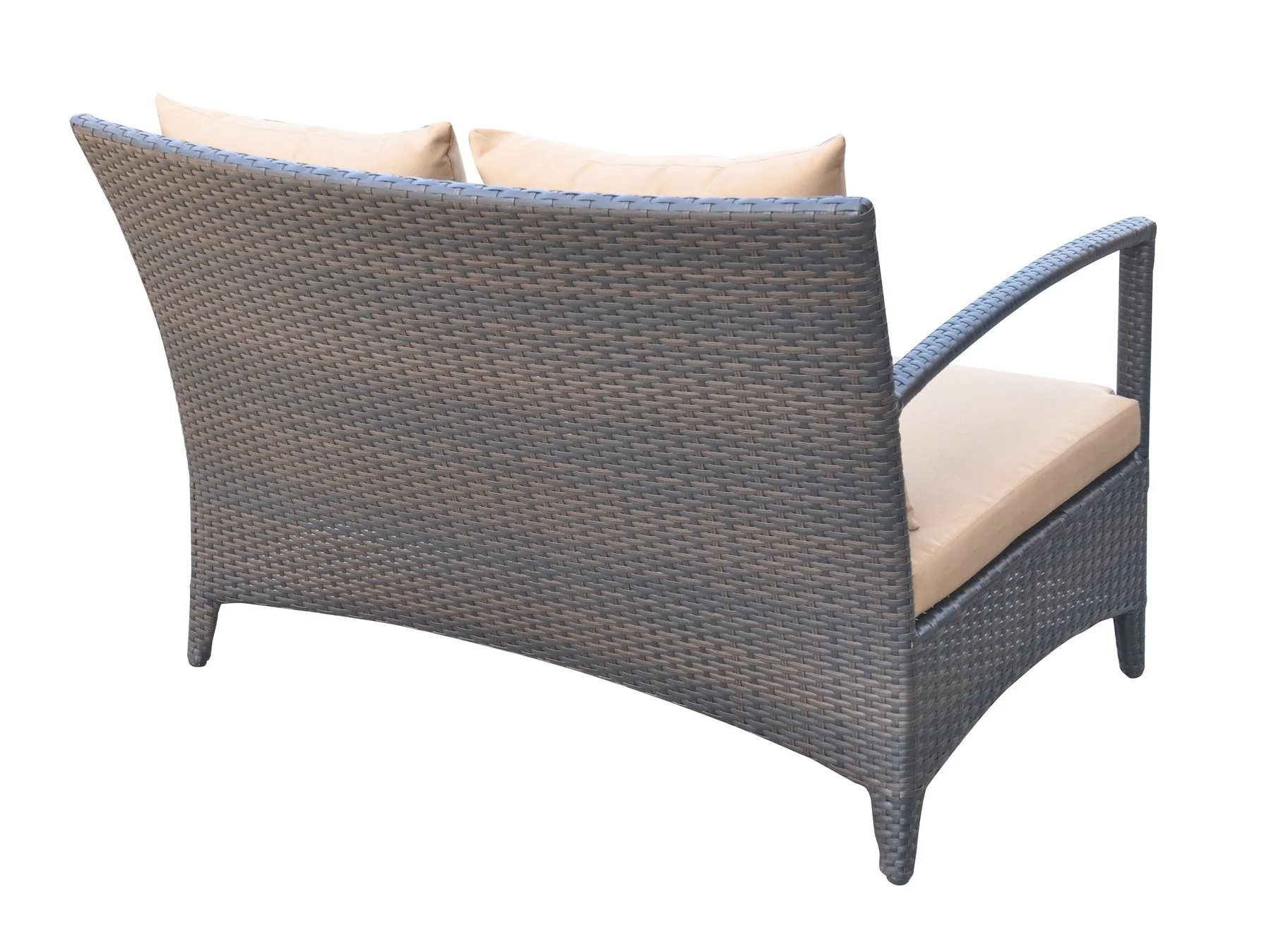 Havana 4 piece Outdoor Wicker Patio Set with Brown Fabric Cushions and Tempered Glass Top - Image 4