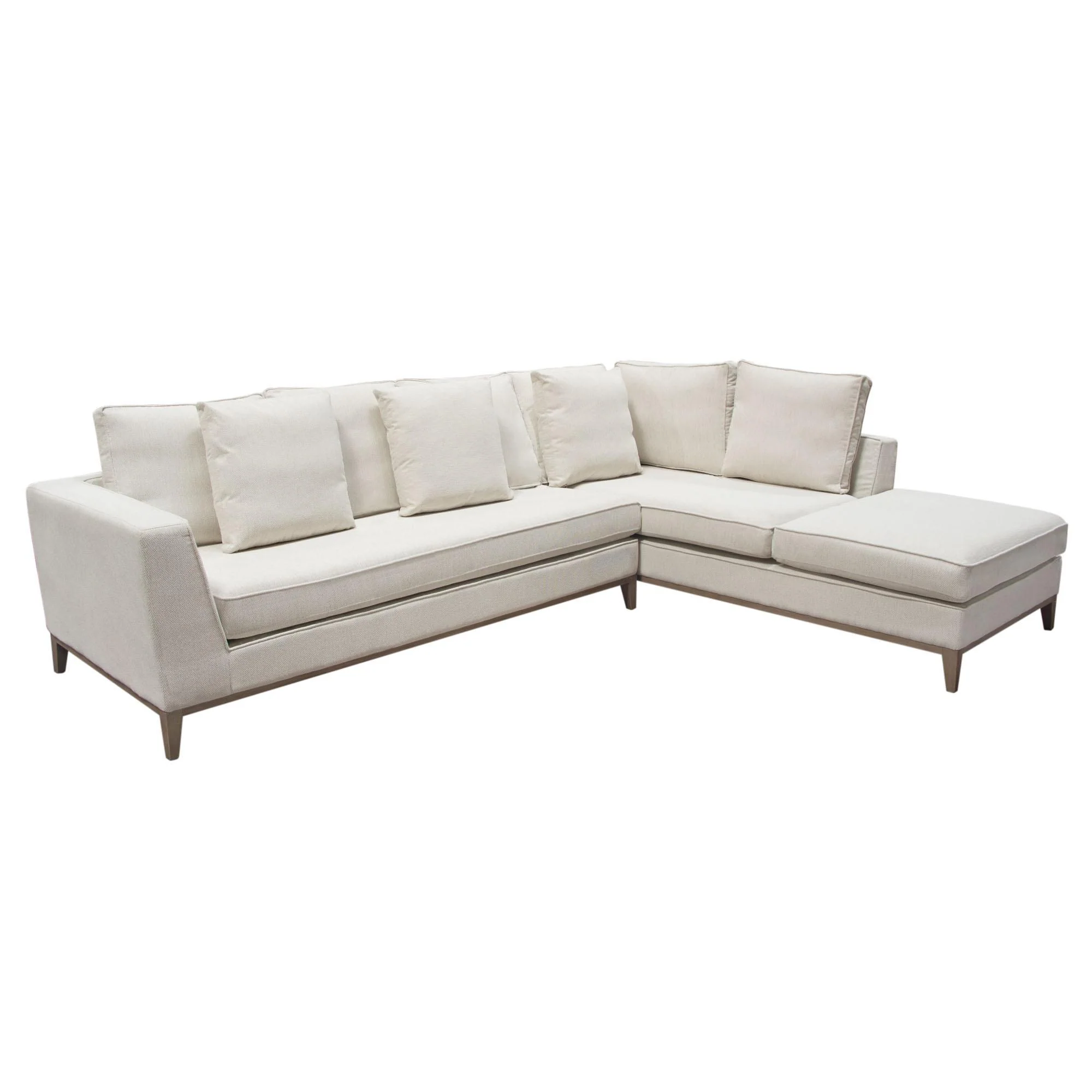 Haven RF 2PC Sectional in Cream Polyester Fabric w/ Loose Pillow Back & Wood Leg Accent by Diamond Sofa - Image 4
