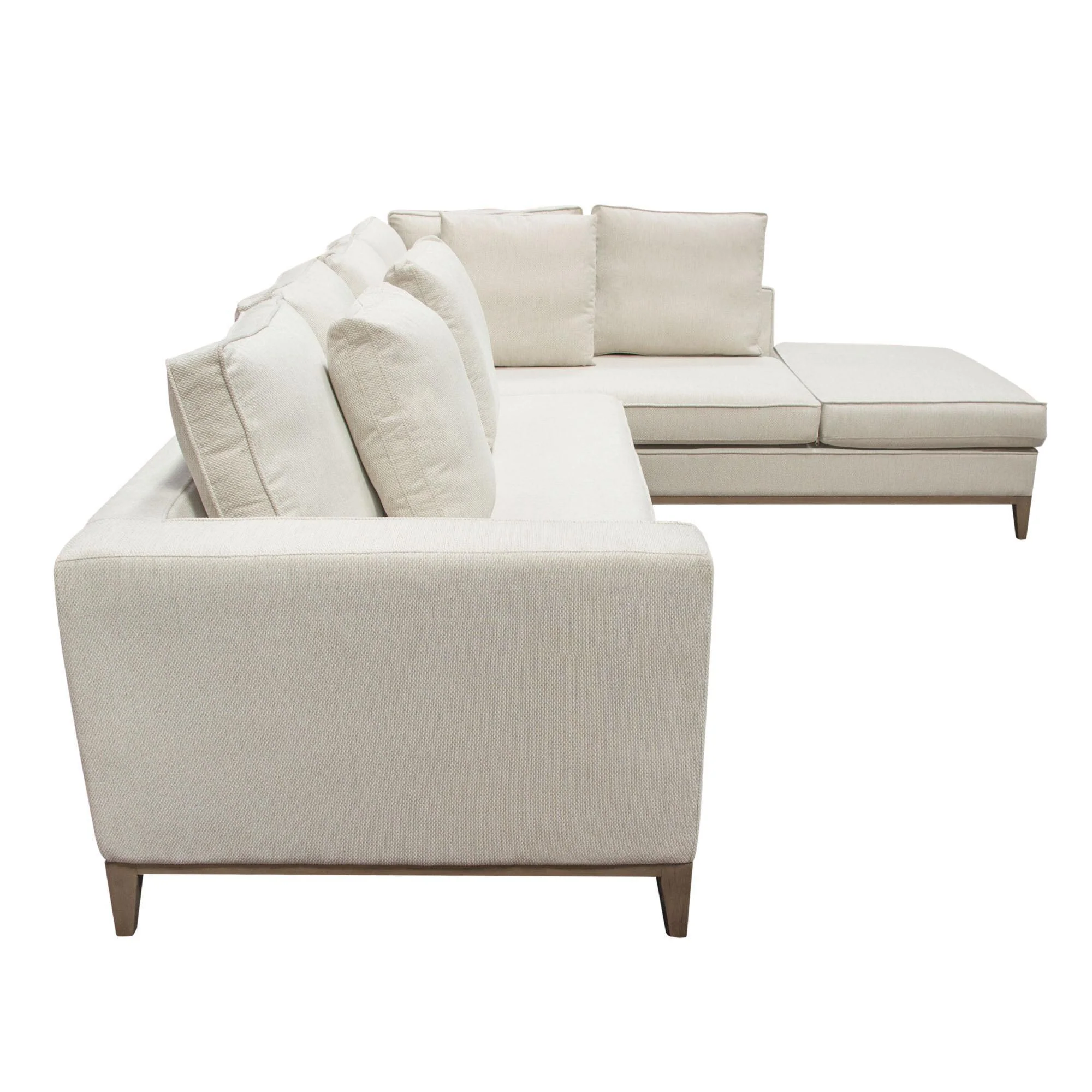 Haven RF 2PC Sectional in Cream Polyester Fabric w/ Loose Pillow Back & Wood Leg Accent by Diamond Sofa - Image 6