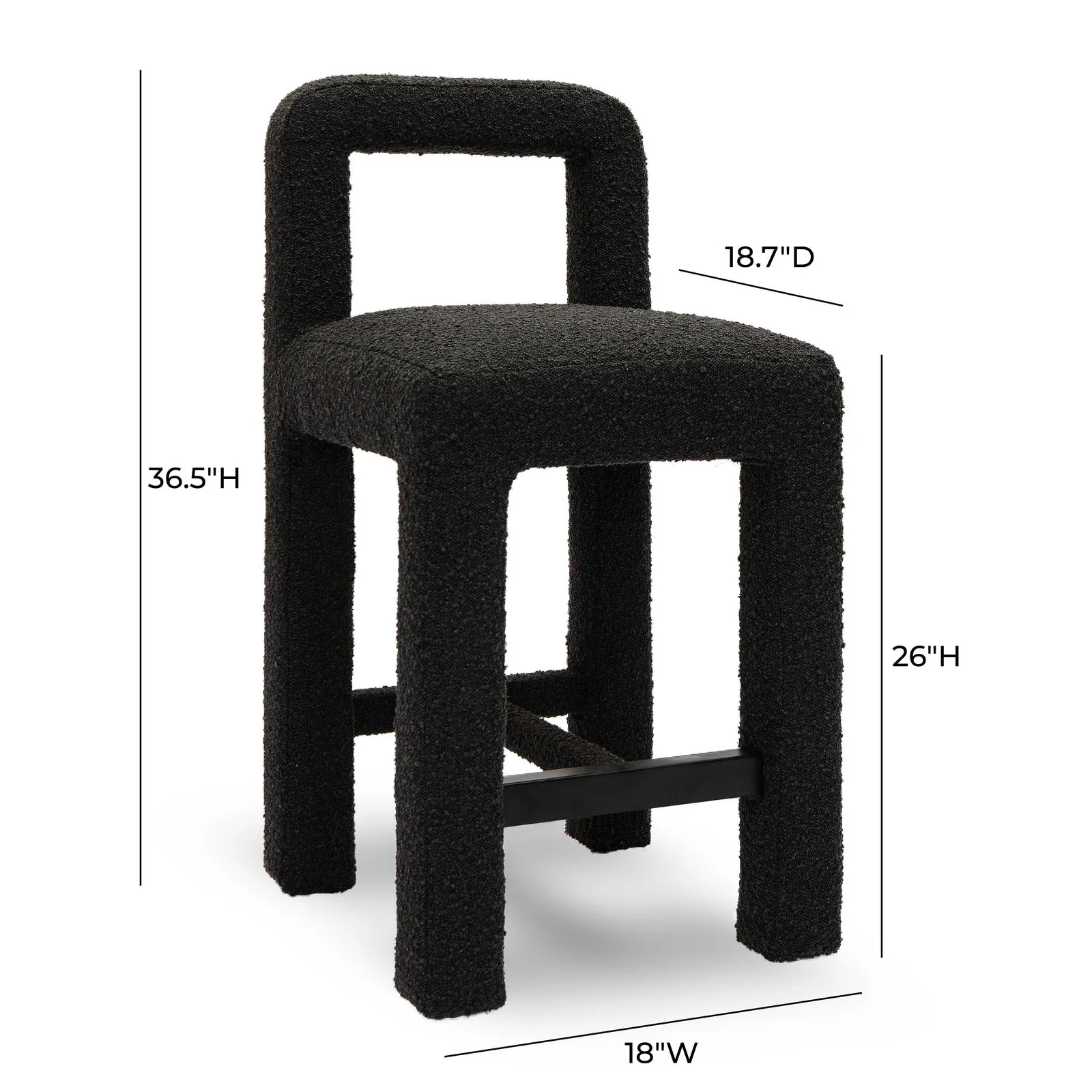 Hazel Black Boucle Counter Stool - Image 6