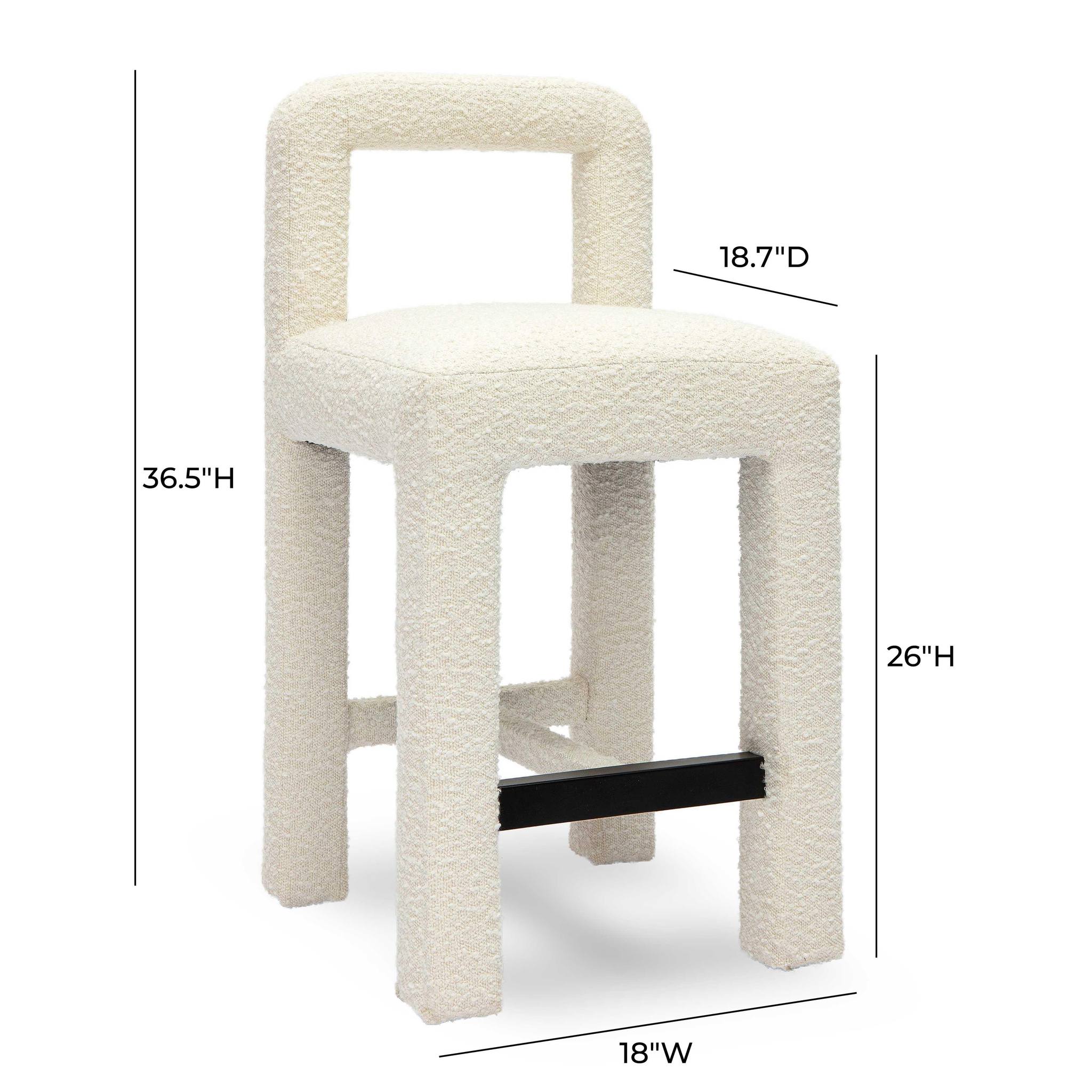 Hazel Cream Boucle Counter Stool - Image 6