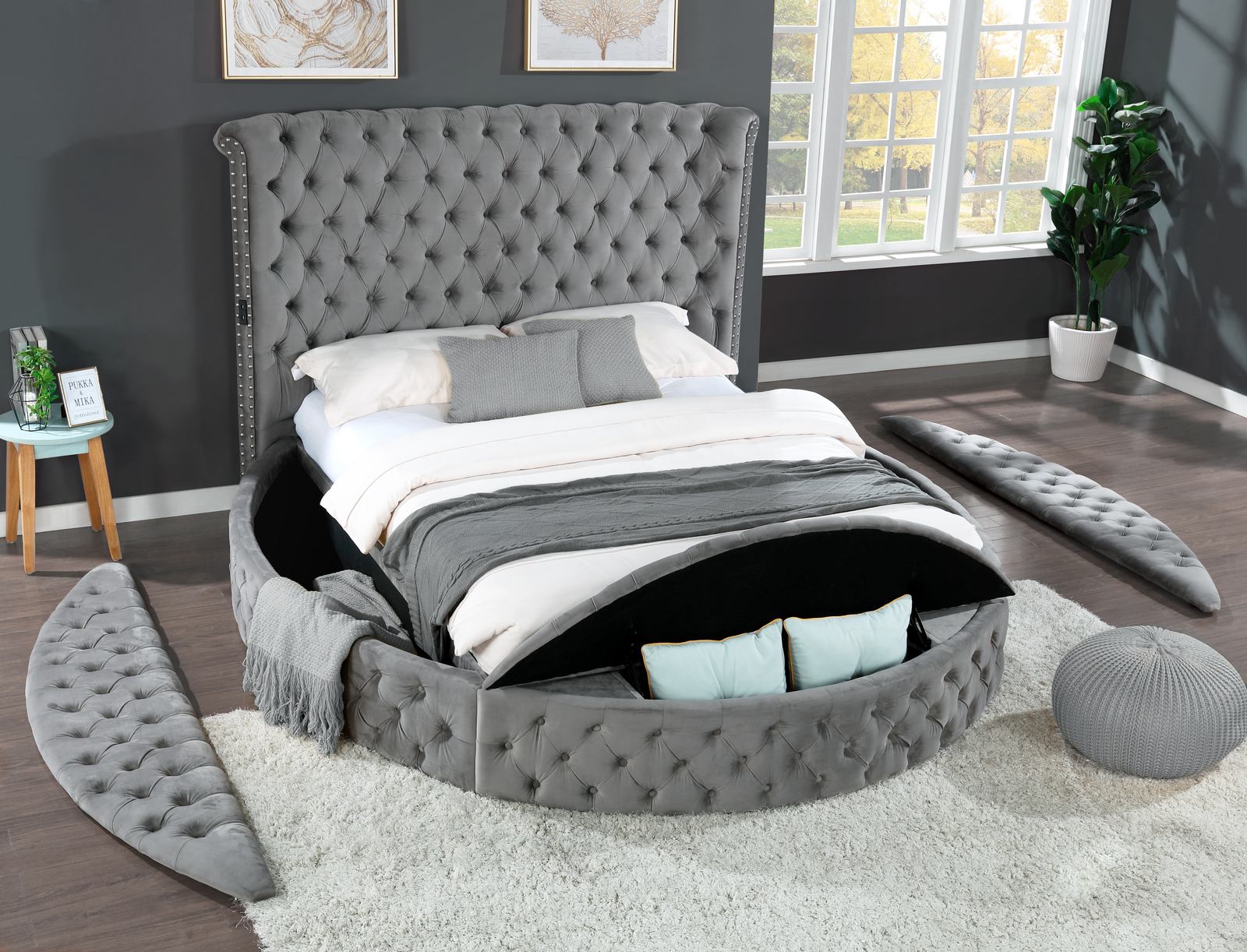 Hazel King Bed 4 Gray - Image 3