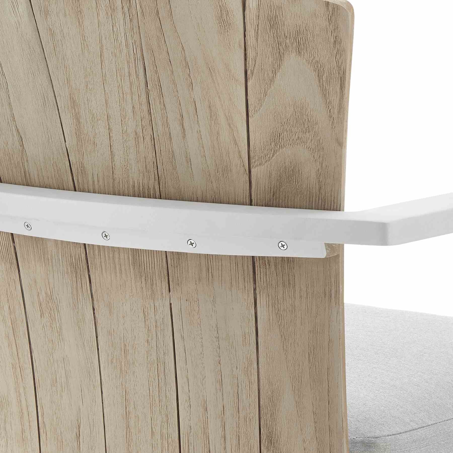 Hazel Outdoor Patio Swivel Bar Stool in Aluminum with Teak Wood and Argent Gray Cushion - Image 7