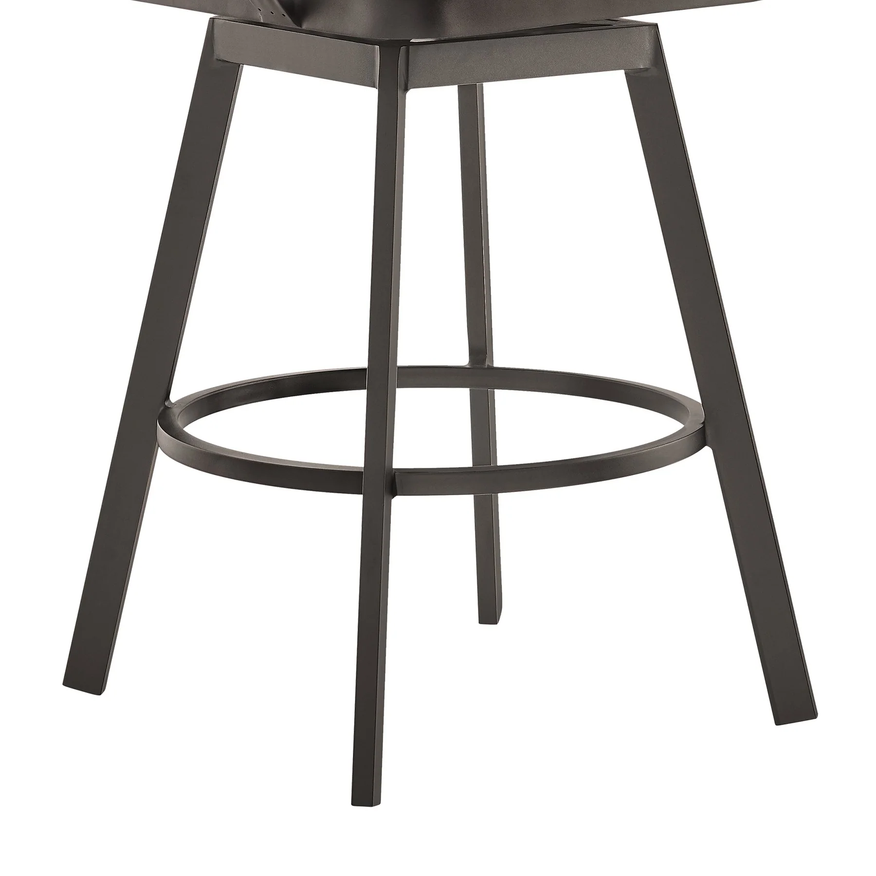 Hazel Outdoor Patio Swivel Bar Stool in Aluminum with Teak Wood and Brown Cushion - Image 8