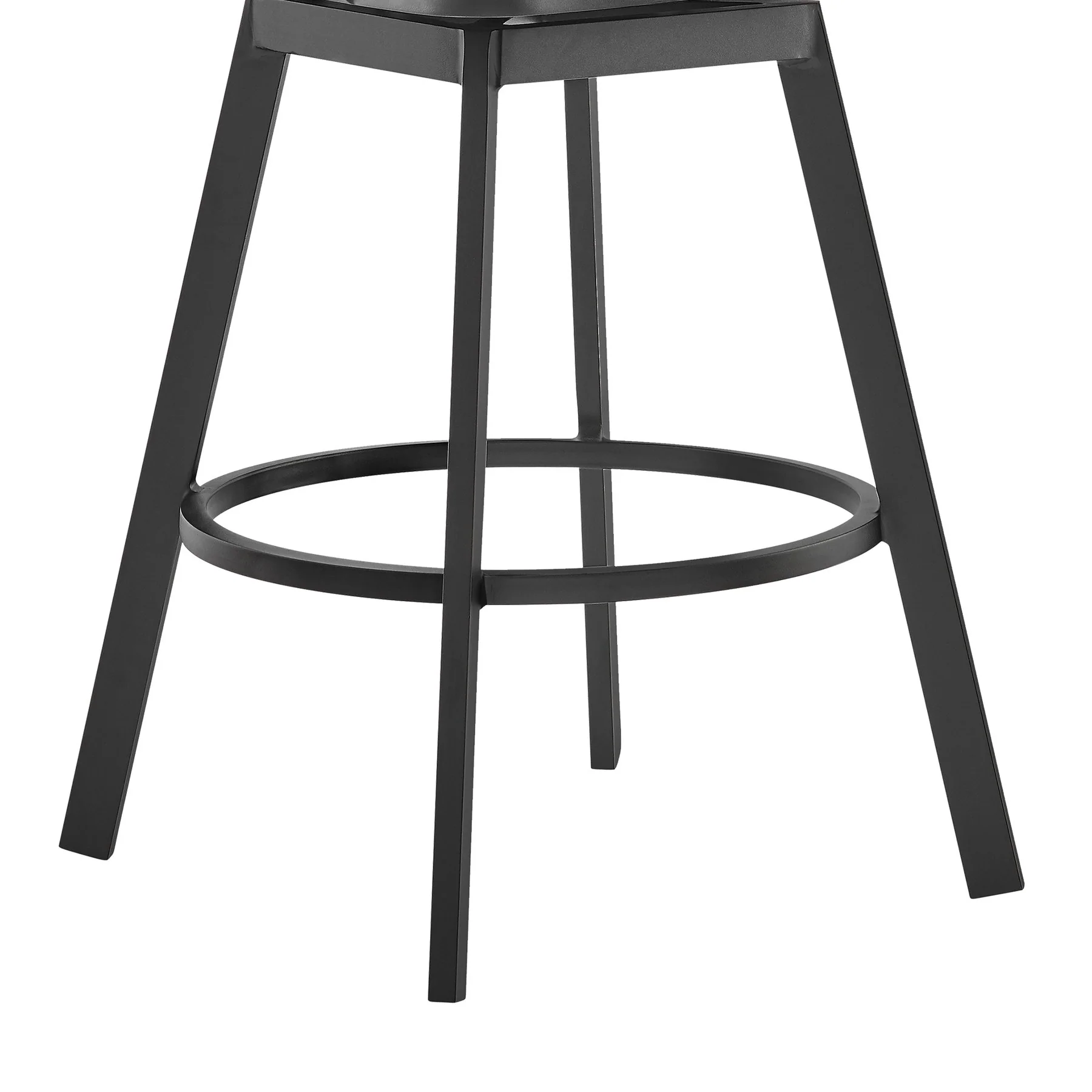 Hazel Outdoor Patio Swivel Bar Stool in Aluminum with Teak Wood and Charcoal Cushion - Image 8