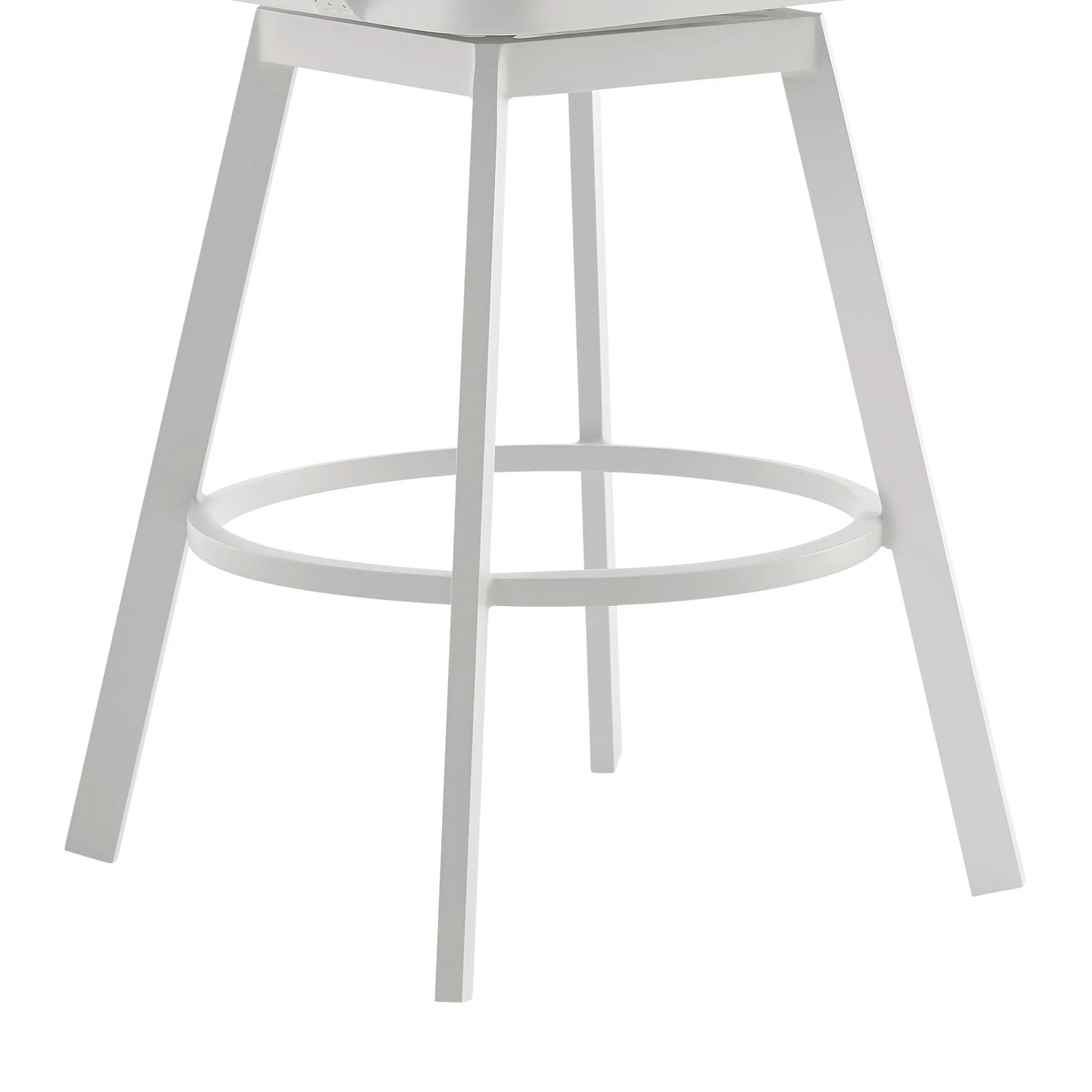 Hazel Outdoor Patio Swivel Counter Stool in Aluminum with Teak Wood and Argent Gray Cushion - Image 8