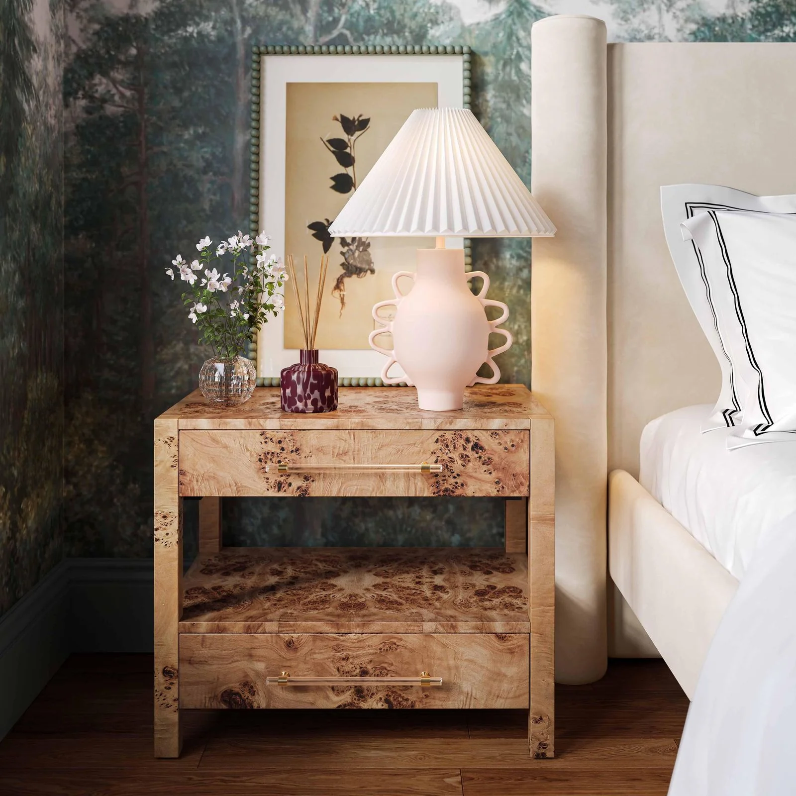Hazza Cream Pleated Table Lamp - Image 2