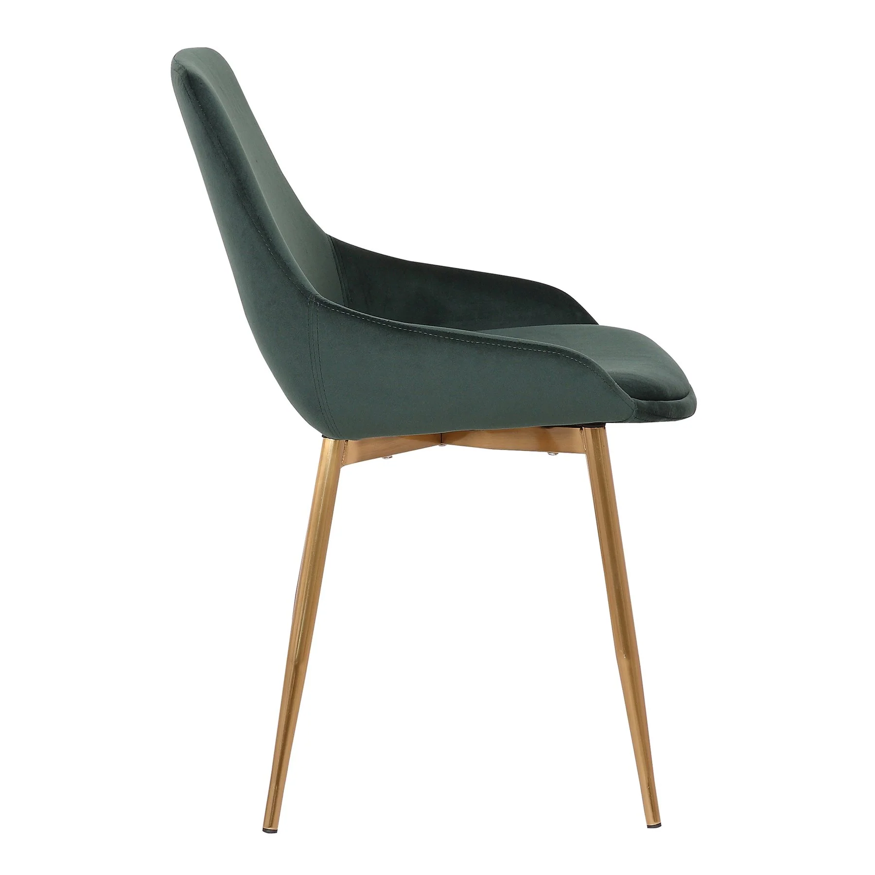 Heidi Green Velvet Dining Accent Chair with Gold Metal Legs - Image 3