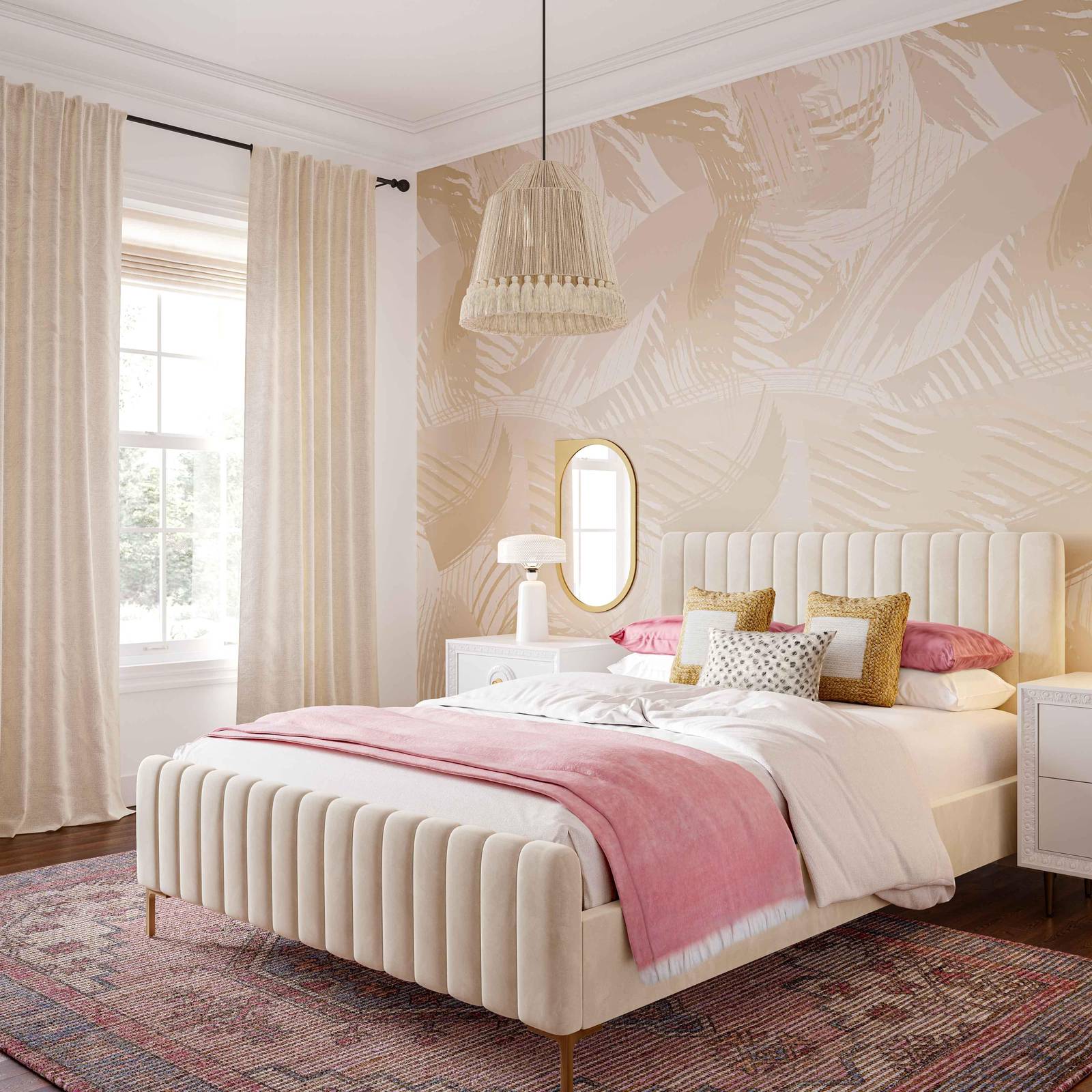 Helen White Cotton Tasseled Pendant Lamp - Image 2