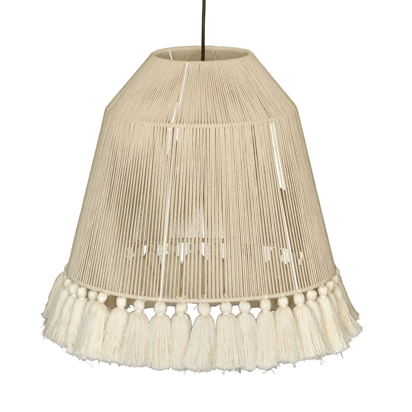 Helen White Cotton Tasseled Pendant Lamp - Image 4
