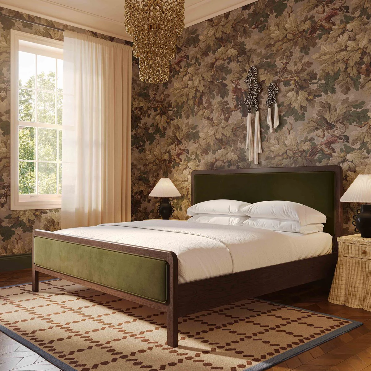 Hella Forest Green Velvet King Bed - Image 12