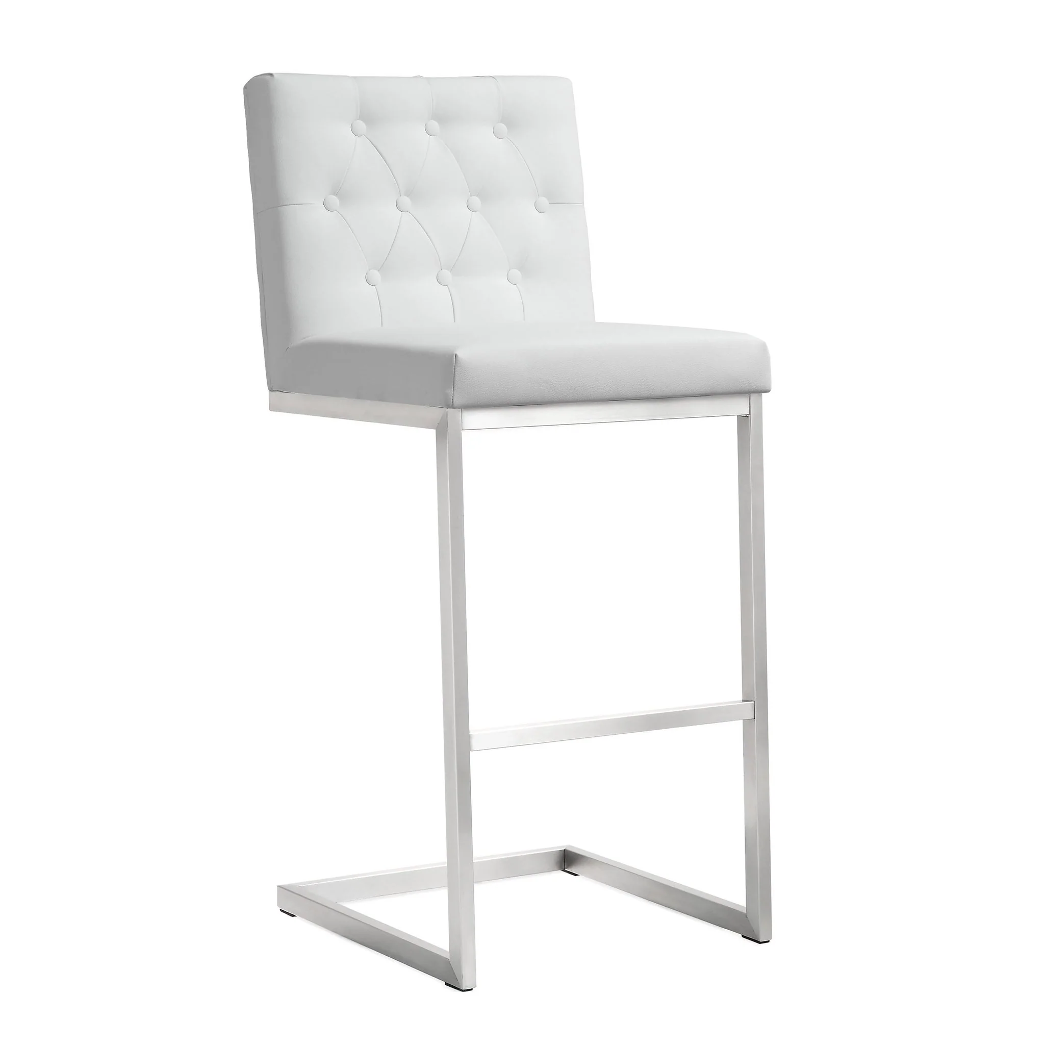 Helsinki White Performance Vegan Leather and Stainless Steel Barstool - Set of 2 - Image 3