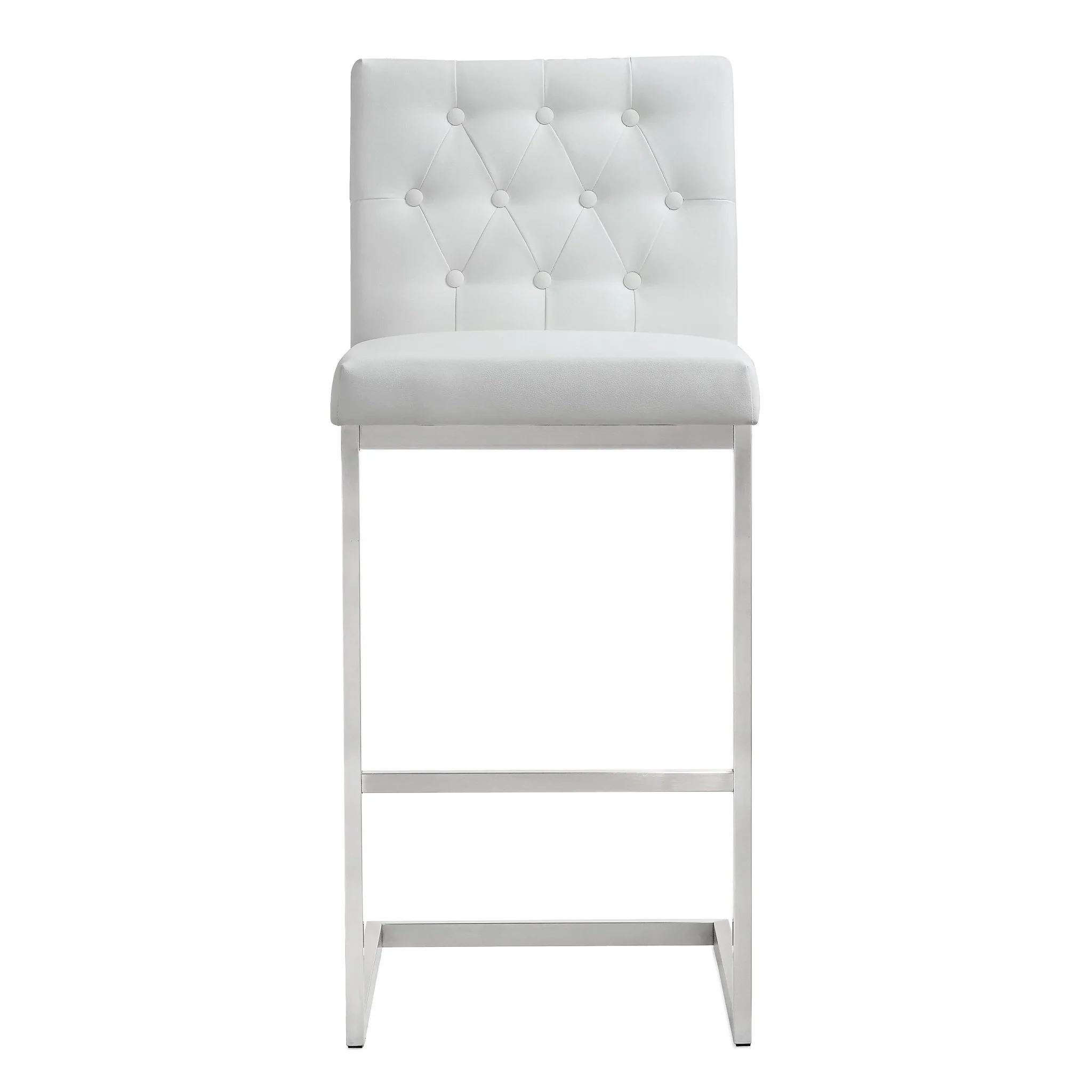 Helsinki White Performance Vegan Leather and Stainless Steel Barstool - Set of 2 - Image 4