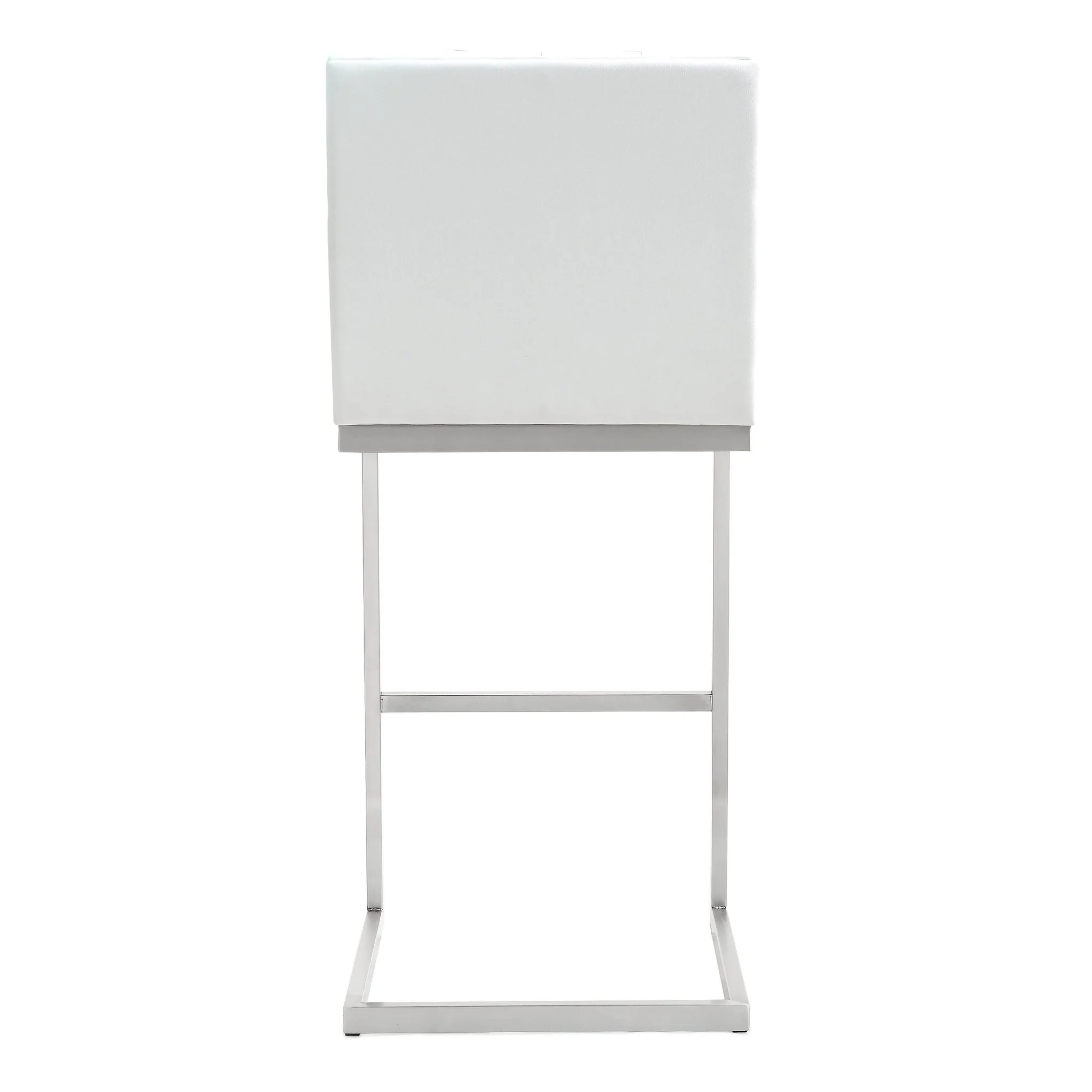 Helsinki White Performance Vegan Leather and Stainless Steel Barstool - Set of 2 - Image 6