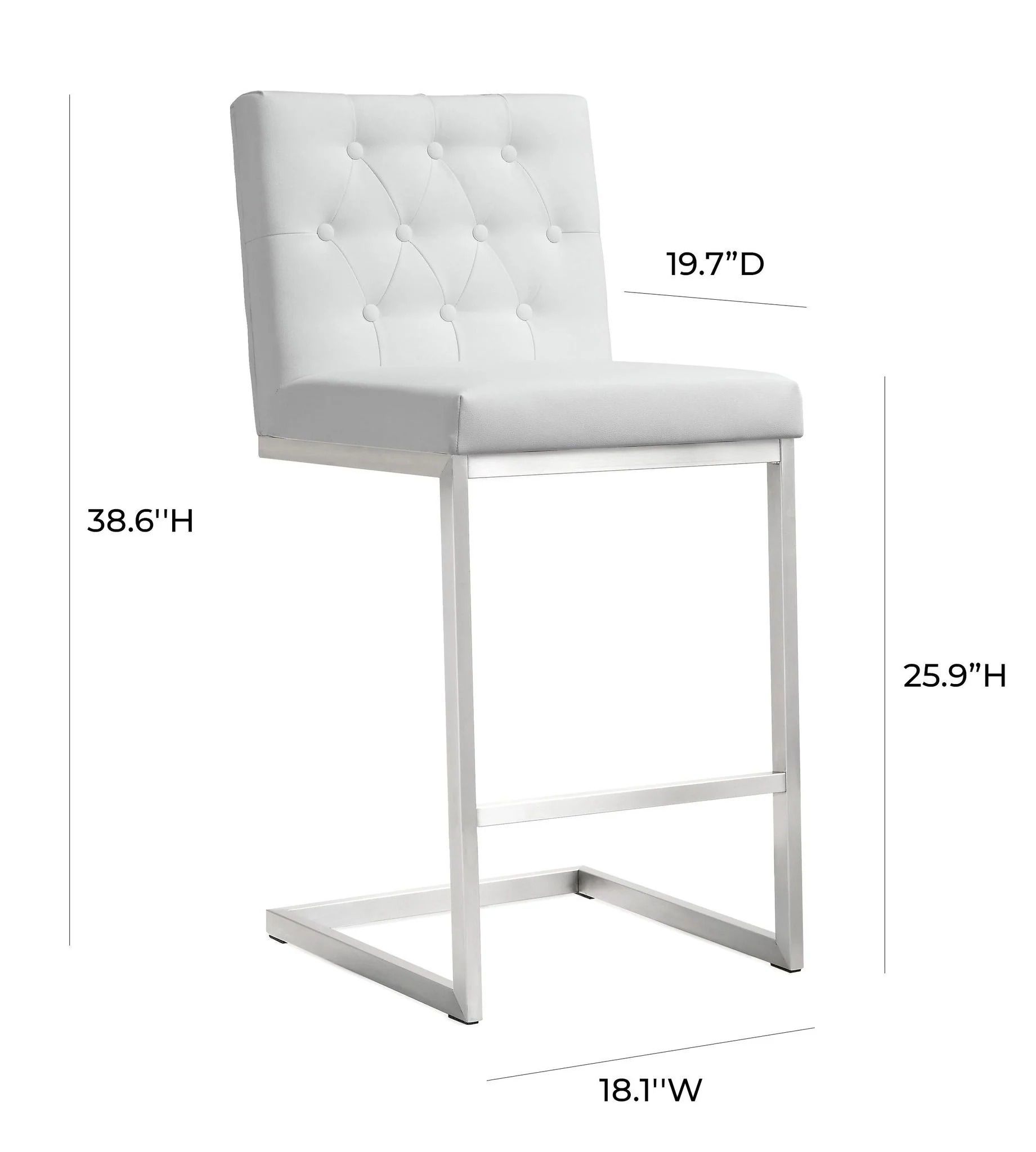 Helsinki White Performance Vegan Leather and Stainless Steel Counter Stool - Set of 2 - Image 9