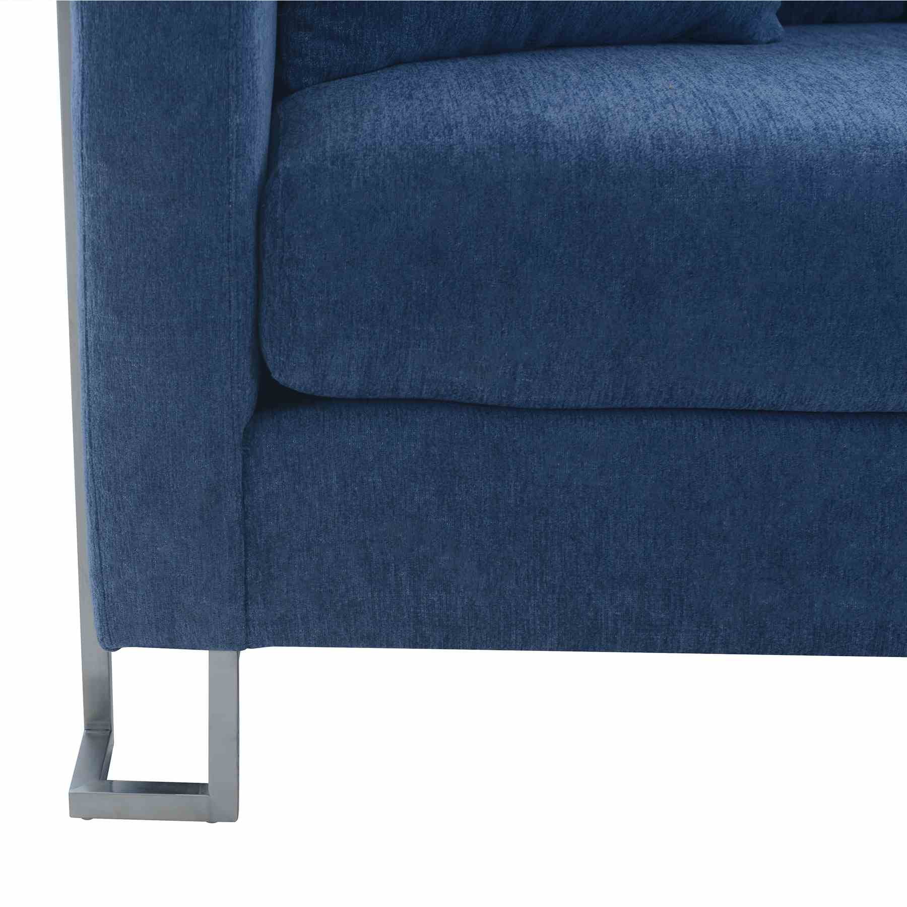 Heritage 2 Piece Blue Fabric Upholstered Sofa & Chair Set - Image 7