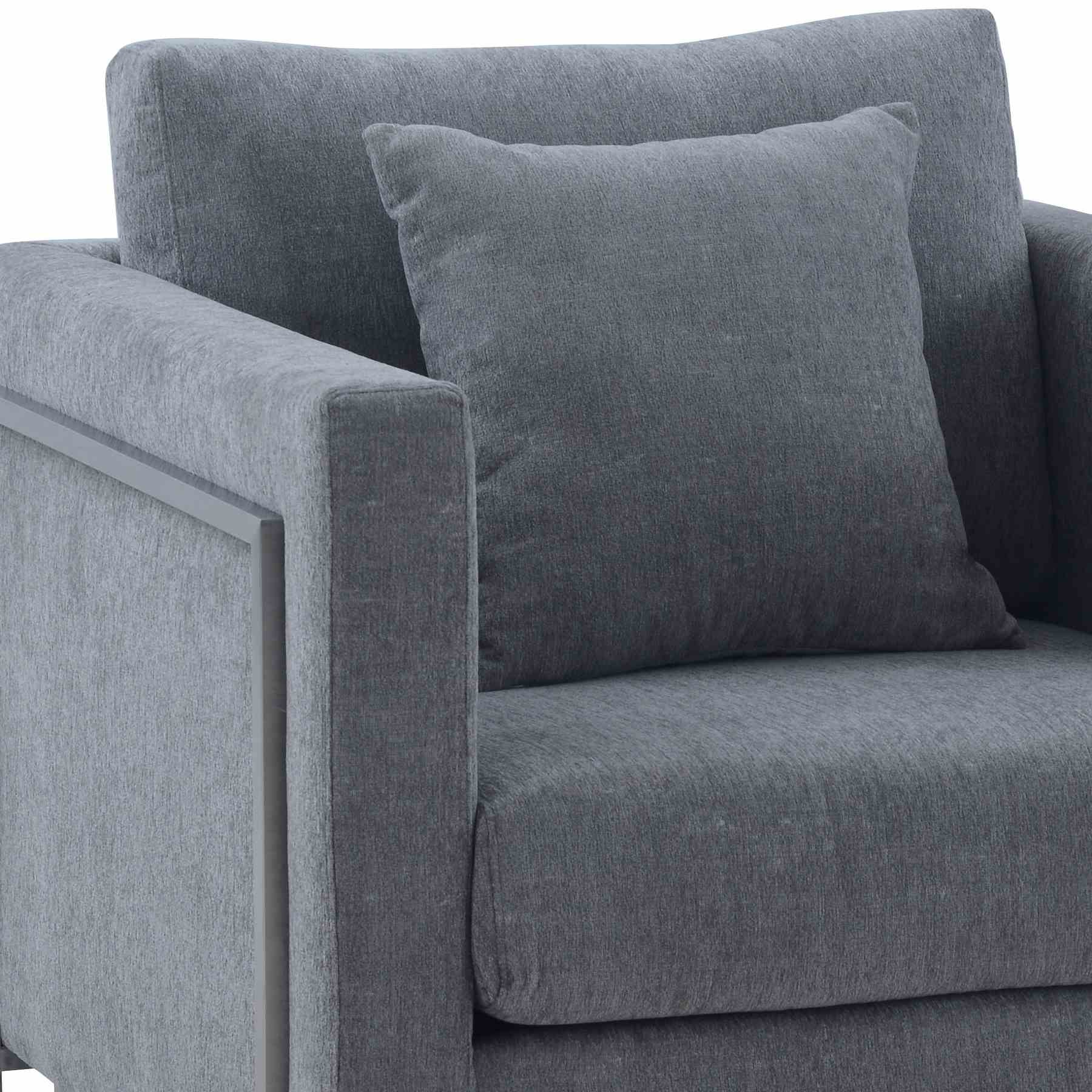 Heritage 2 Piece Gray Fabric Upholstered Sofa & Chair Set - Image 6