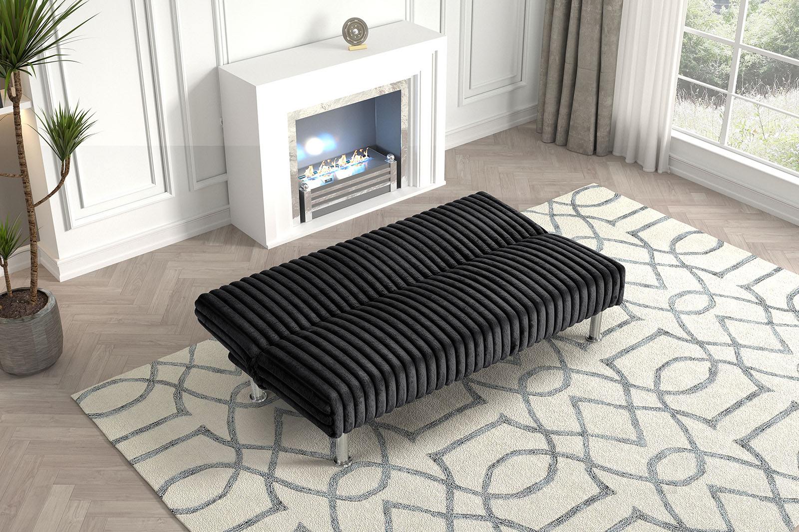 Hinwil Futon Sofa Bed, Black - Image 2