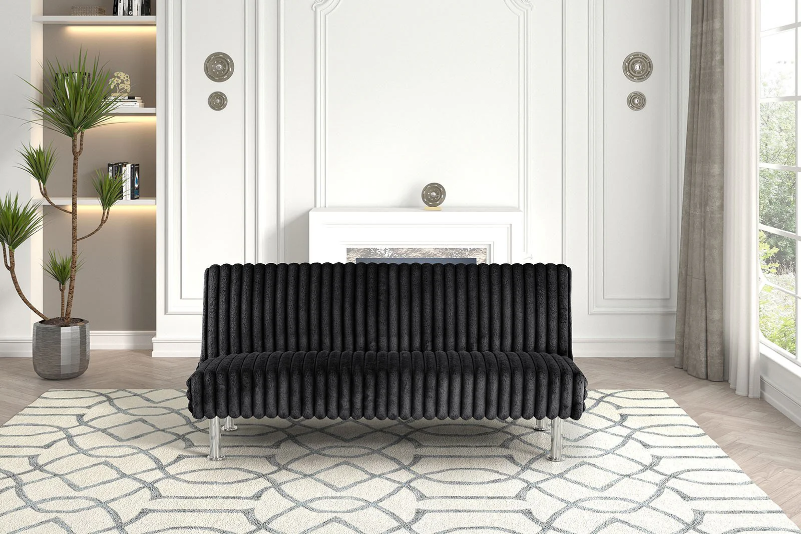 Hinwil Futon Sofa Bed, Black - Image 3