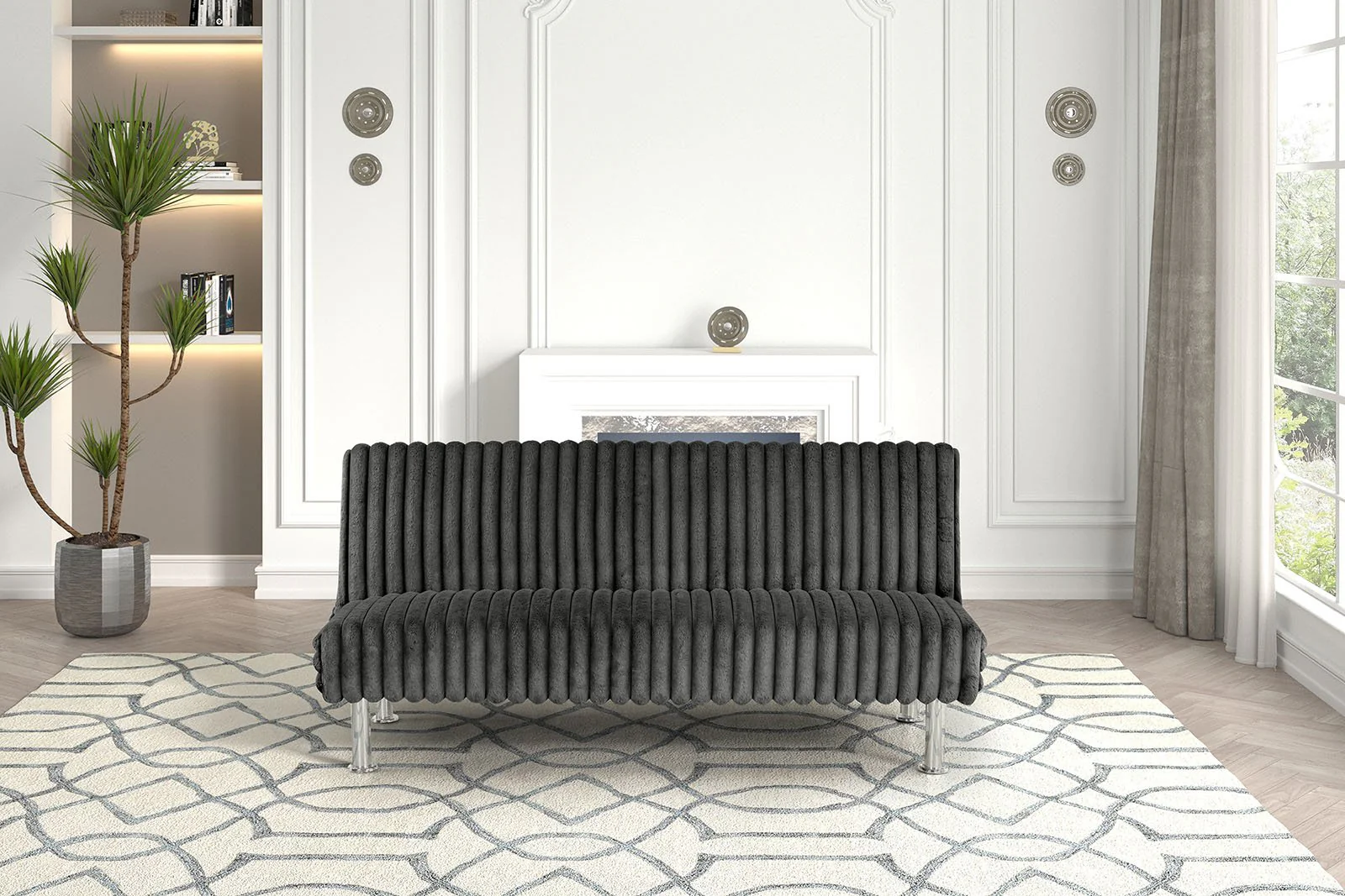 Hinwil Futon Sofa Bed, Charcoal - Image 3